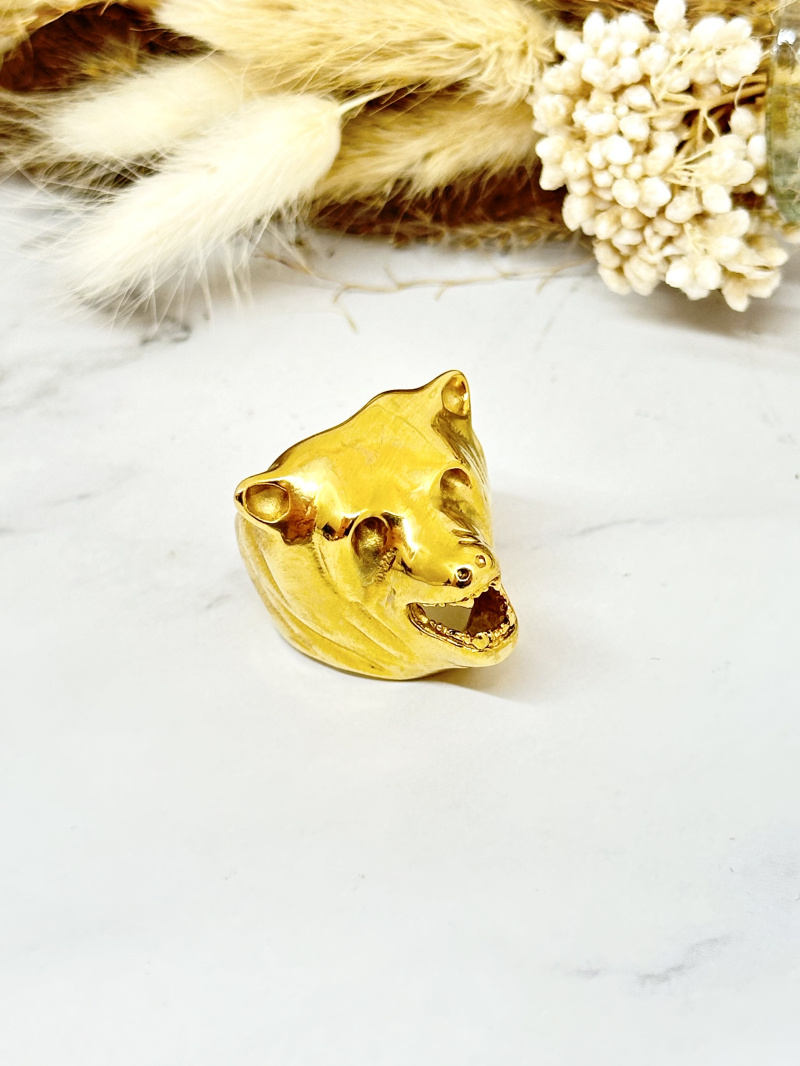 Grossista Ceramik - Anello in acciaio inossidabile con orso cavaliere