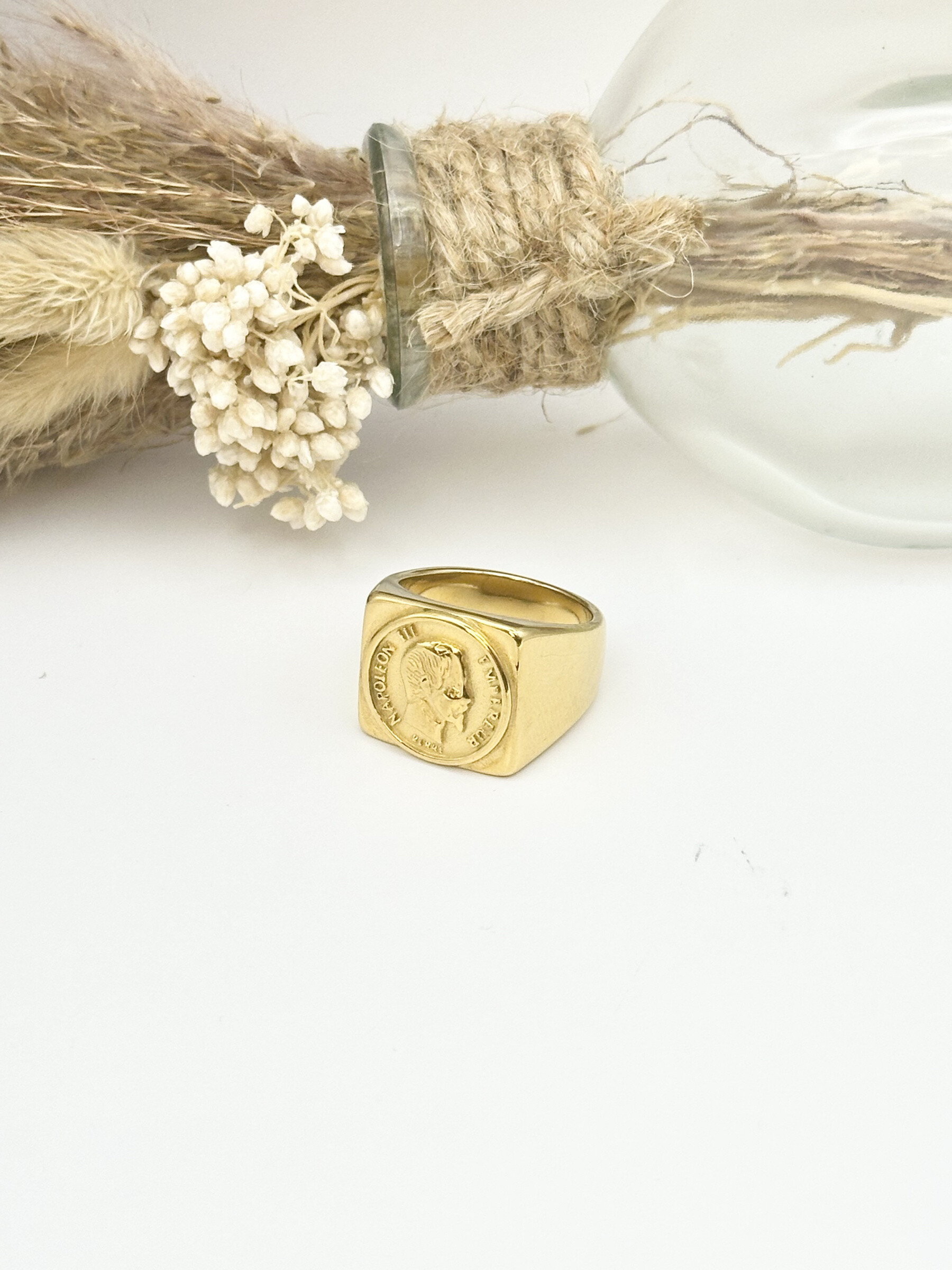 Mayorista Ceramik - Anillo de acero inoxidable con moneda de Napoleón