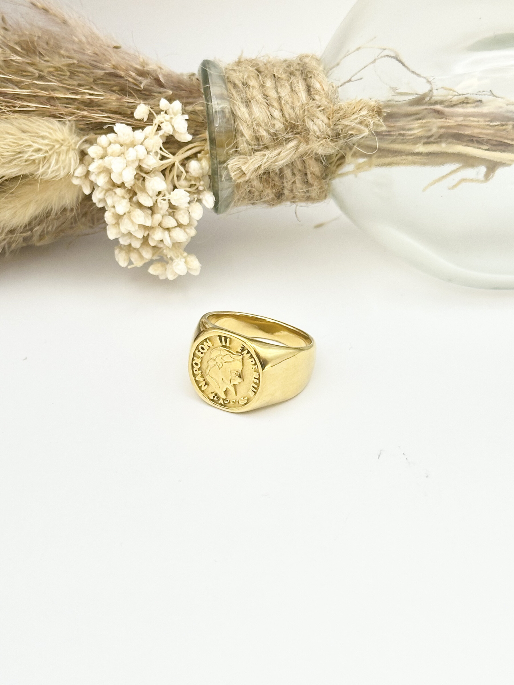 Mayorista Ceramik - Anillo de acero inoxidable con moneda de Napoleón