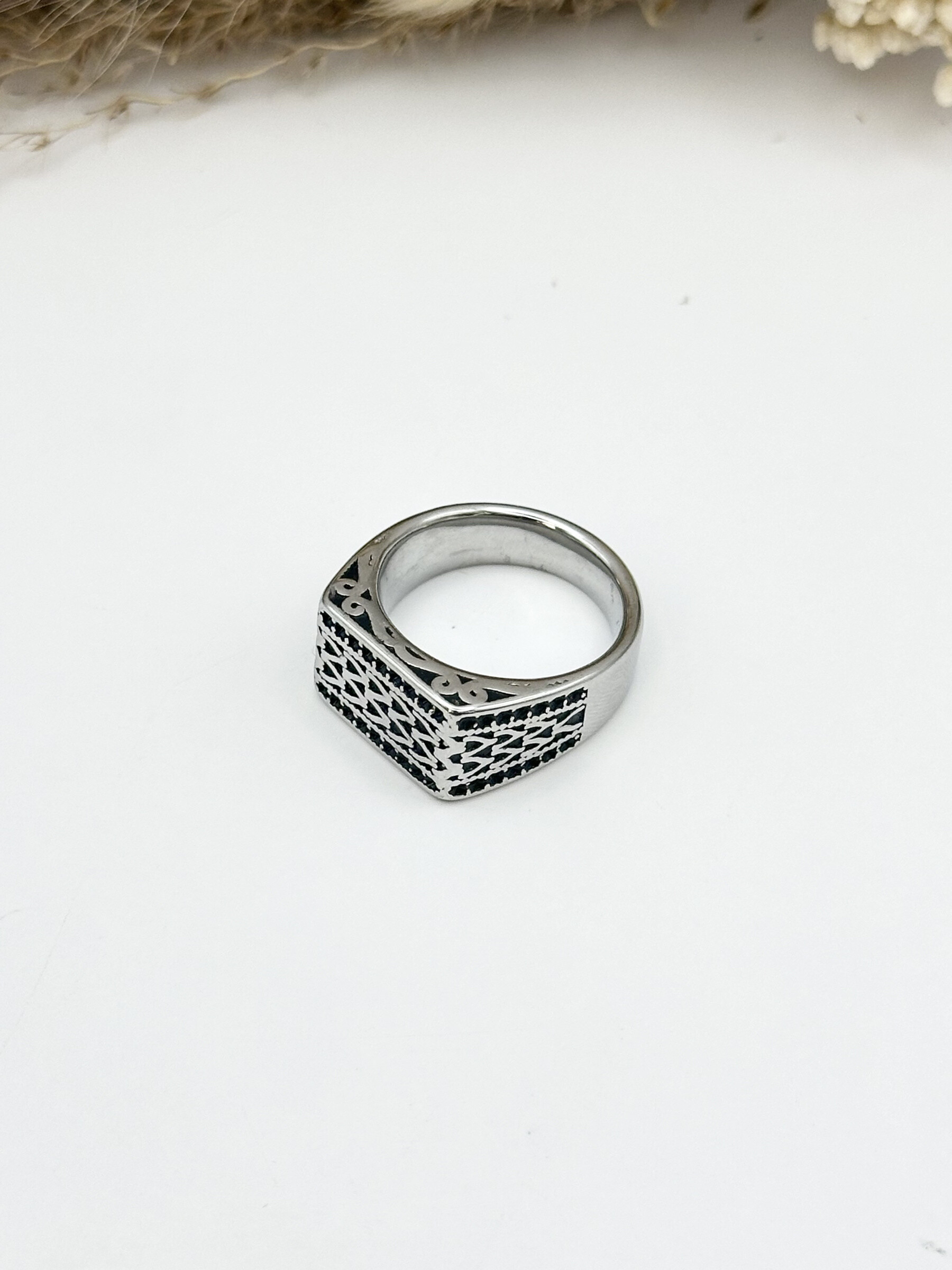 Mayorista Ceramik - Anillo de acero inoxidable con piedra ojo de tigre
