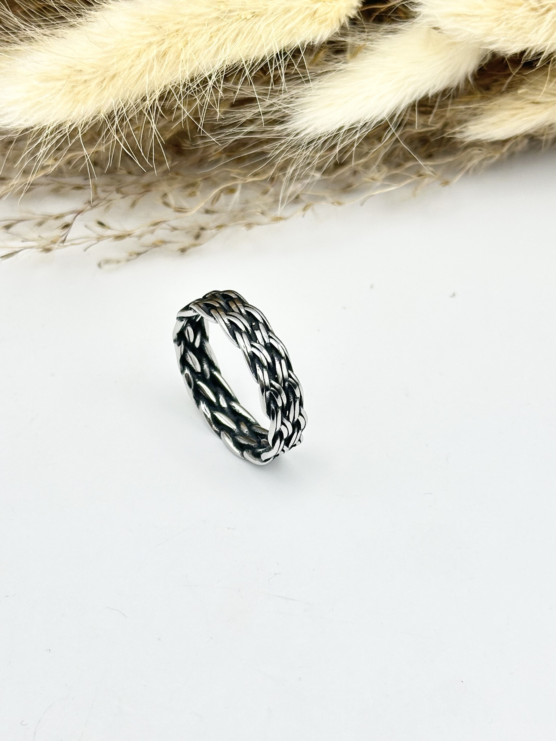 Mayorista Ceramik - Anillo de acero inoxidable con piedra ojo de tigre