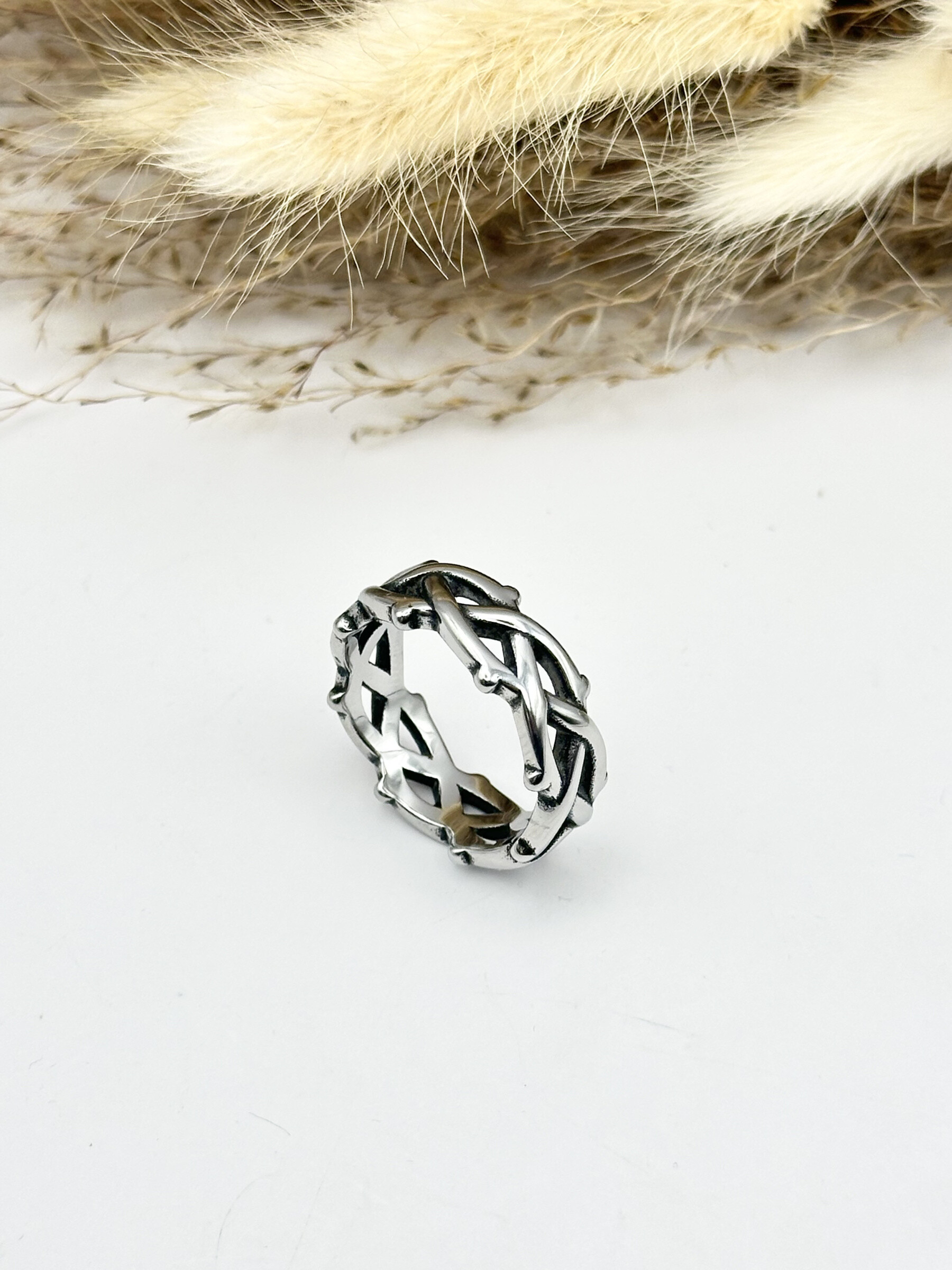 Mayorista Ceramik - Anillo Cruz Coronas de Espinas Acero Inoxidable
