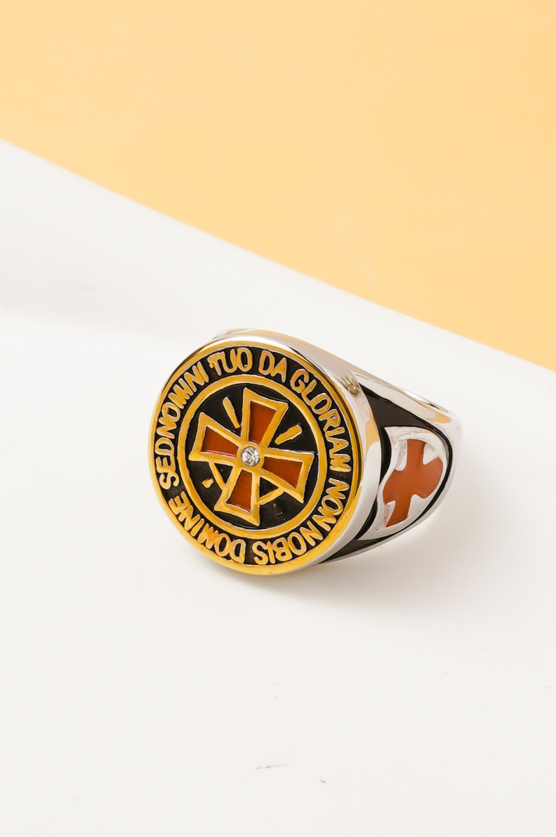 Wholesaler Ceramik - Men's Templar Cross Gold Ring – Stainless Steel – Biker Style – Sizes US 6–14 / FR 52–71
