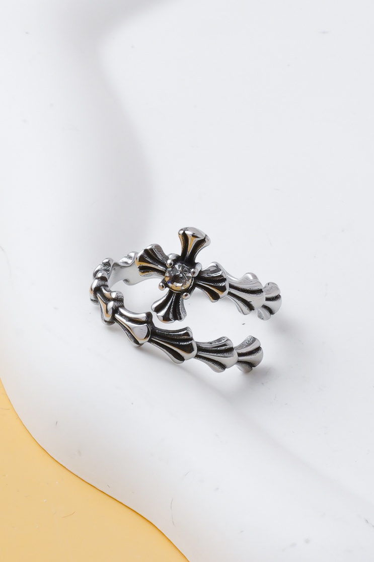 Grossista Ceramik - Anello uomo aperto stile scheletro fiore acciaio inossidabile (US 7-13 / FR 55-70)