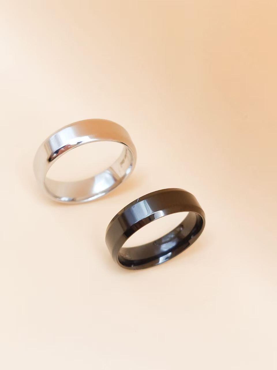Grossiste Ceramik - Bague homme en acier inoxydable noir – Anneau minimaliste (Tailles 52 à 70)