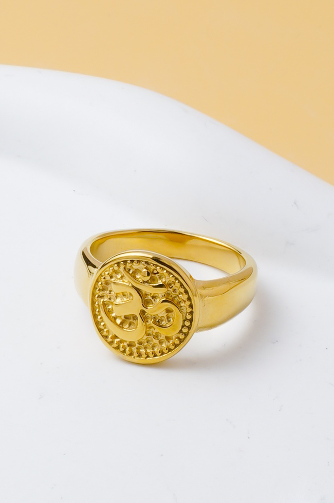 Grossista Ceramik - Anello uomo simbolo Om (ॐ) spirituale in acciaio inossidabile colore a scelta (US 7-12 / FR 54-67)