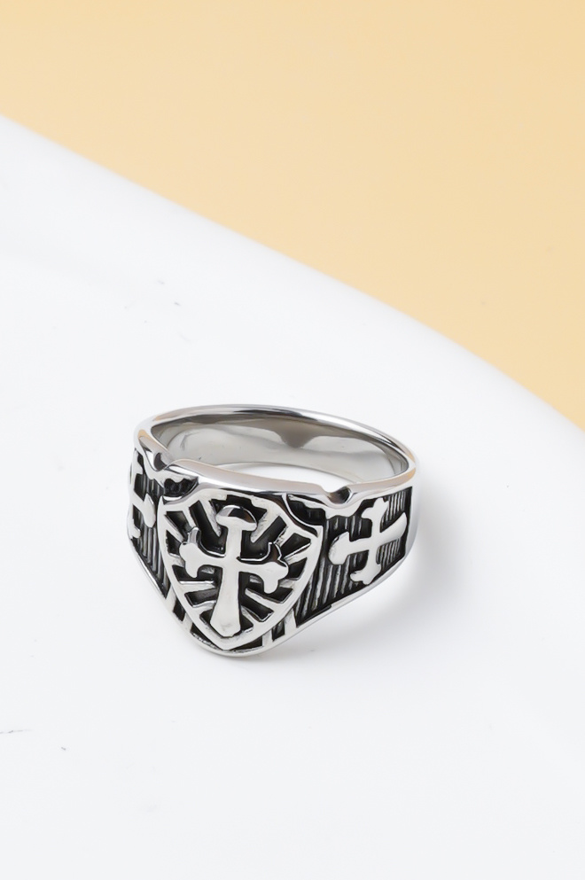 Wholesaler Ceramik - Men's Medieval Cross Ring – Stainless Steel – Vintage Knight Style (US 8-13 / FR 57-70)