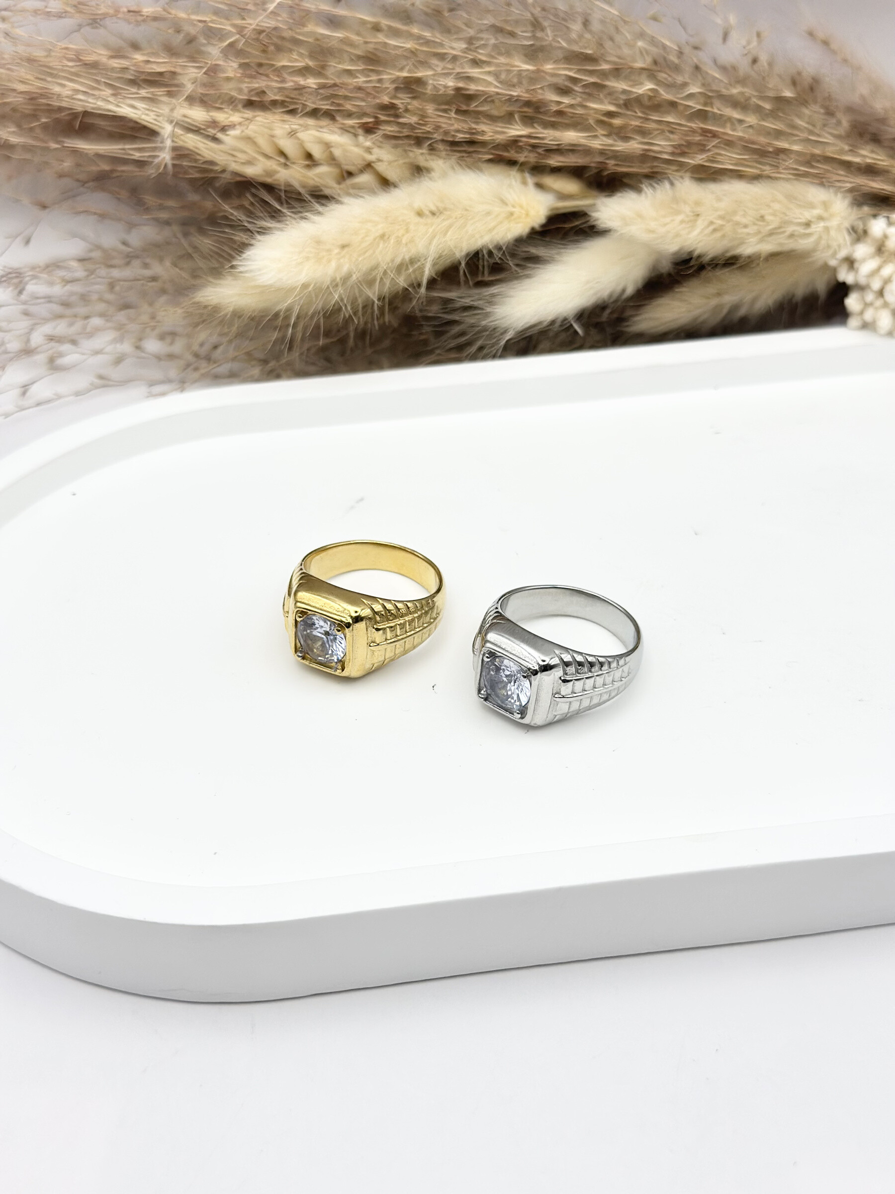 Mayorista Ceramik - Anillo de acero inoxidable con piedra de circonio