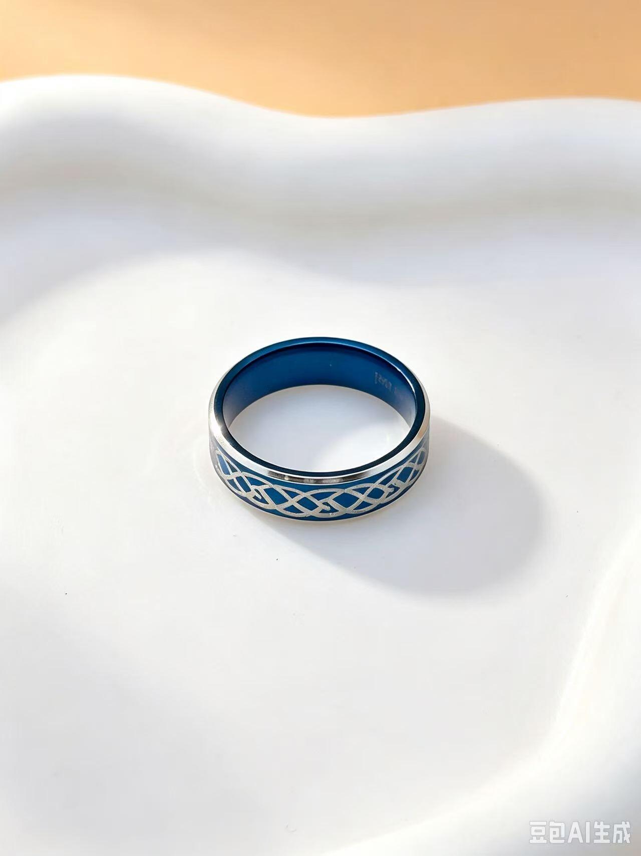 Grossista Ceramik - Anello nodo celtico blu in acciaio inossidabile | Modello simbolico unisex
