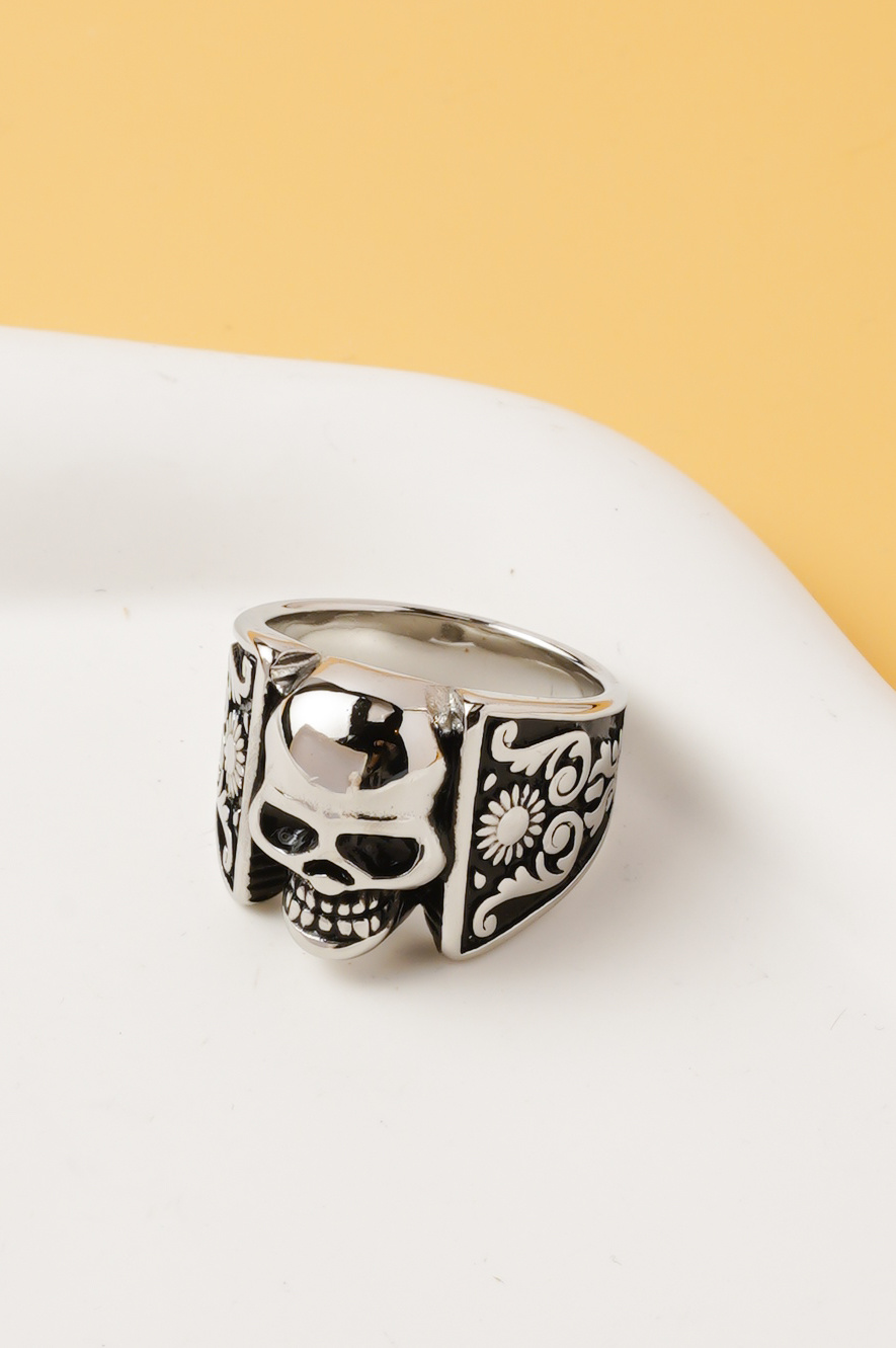 Großhändler Ceramik - Herren Totenkopf-Ring aus Edelstahl – Gothic-Stil – Größen US 7–13 / FR 55–70