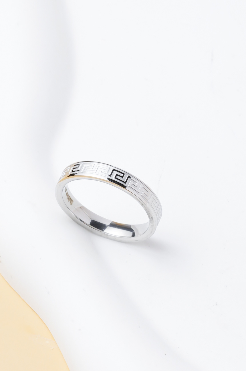 Wholesaler Ceramik - Men's stainless steel ring with Greek pattern – silver color – sizes US 6–11 (FR 52–64)