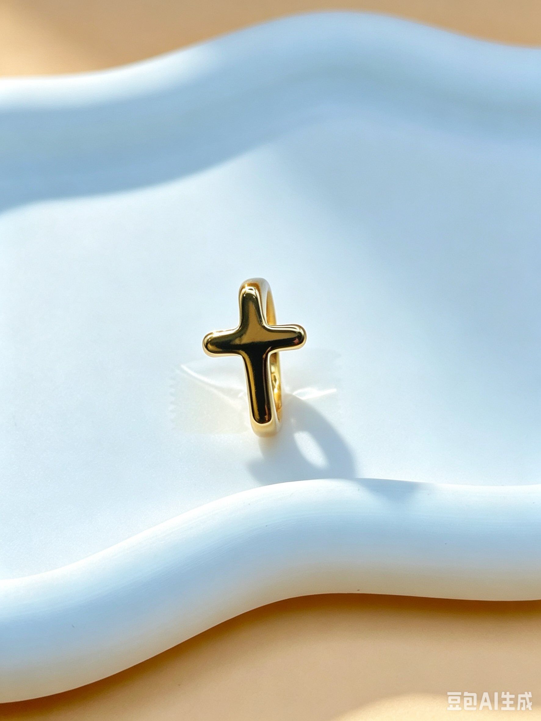 Großhändler Ceramik - Minimalistischer Goldener Kreuzring – Edelstahl – Größen 51 bis 62