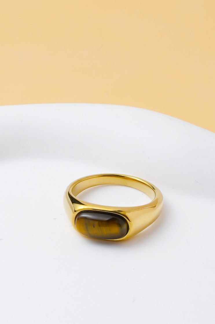 Grossista Ceramik - Anello da uomo con pietra, stile vintage, acciaio inossidabile (US 7-12 / FR 54-67)