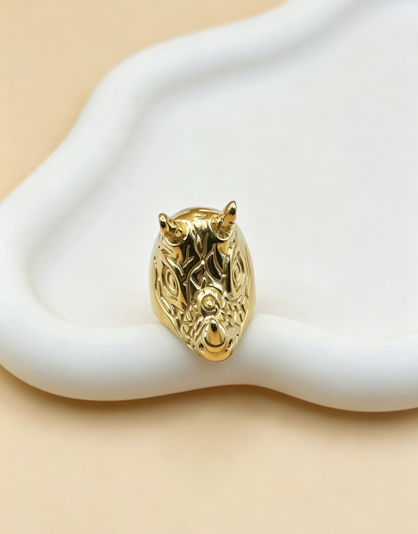 Großhändler Ceramik - 🦏 Goldener Nashorn-Ring – Größen 9 bis 15