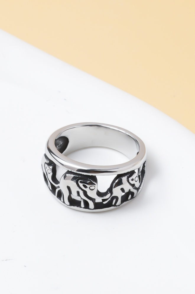 Großhändler Ceramik - Herrenring mit Tribal-Mustern – Edelstahl – moderner Vintage-Stil (US 7-13 / FR 55-70)