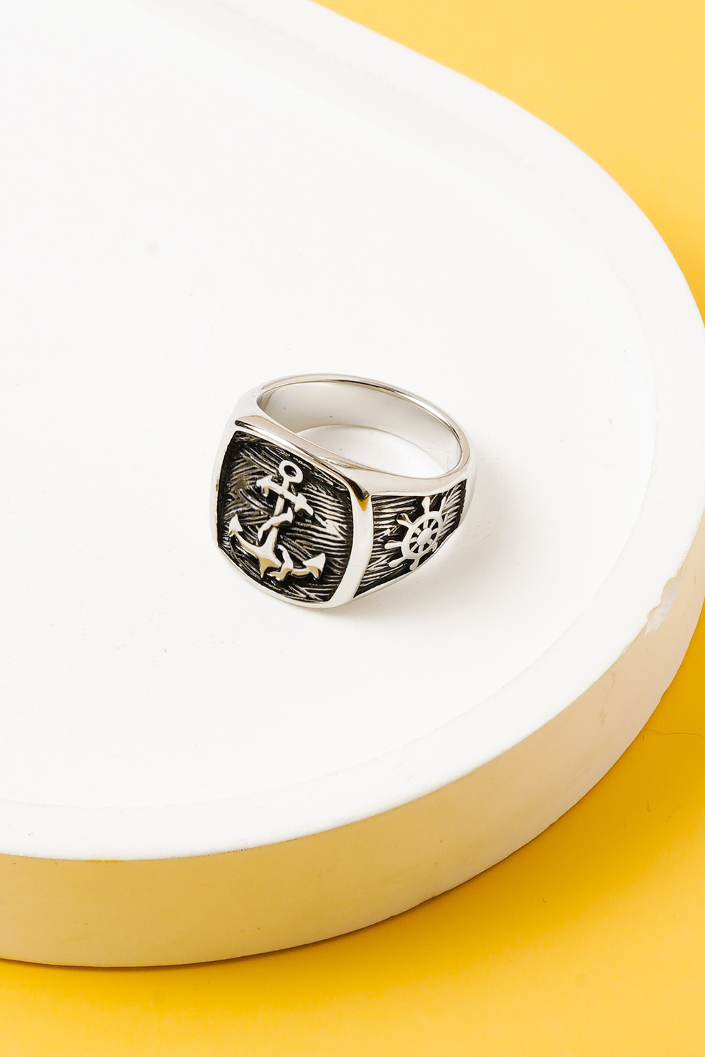 Wholesaler Ceramik - Men's Anchor Ring – Stainless Steel – Vintage Nautical Style – Sizes US 8 to 13 (FR 57 to 70) color options available
