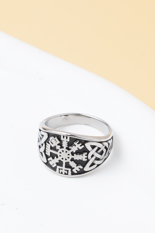 Wholesaler Ceramik - Men's Nordic Symbol Ring (Vegvísir) – Stainless Steel (US 8-13 / FR 57-70)