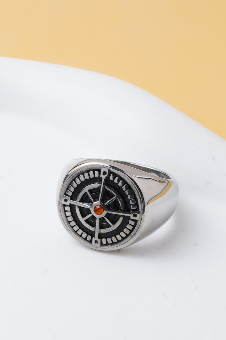 Mayorista Ceramik - Anillo de hombre estilo brújula – acero inoxidable (talla 8–13)