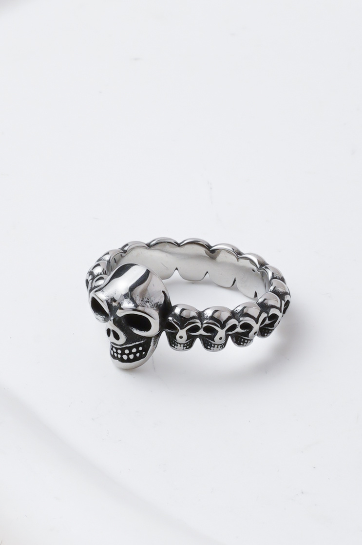 Grossista Ceramik - Anello da uomo con teschio in acciaio inossidabile, stile gotico (US 6-12 / FR 52-67)