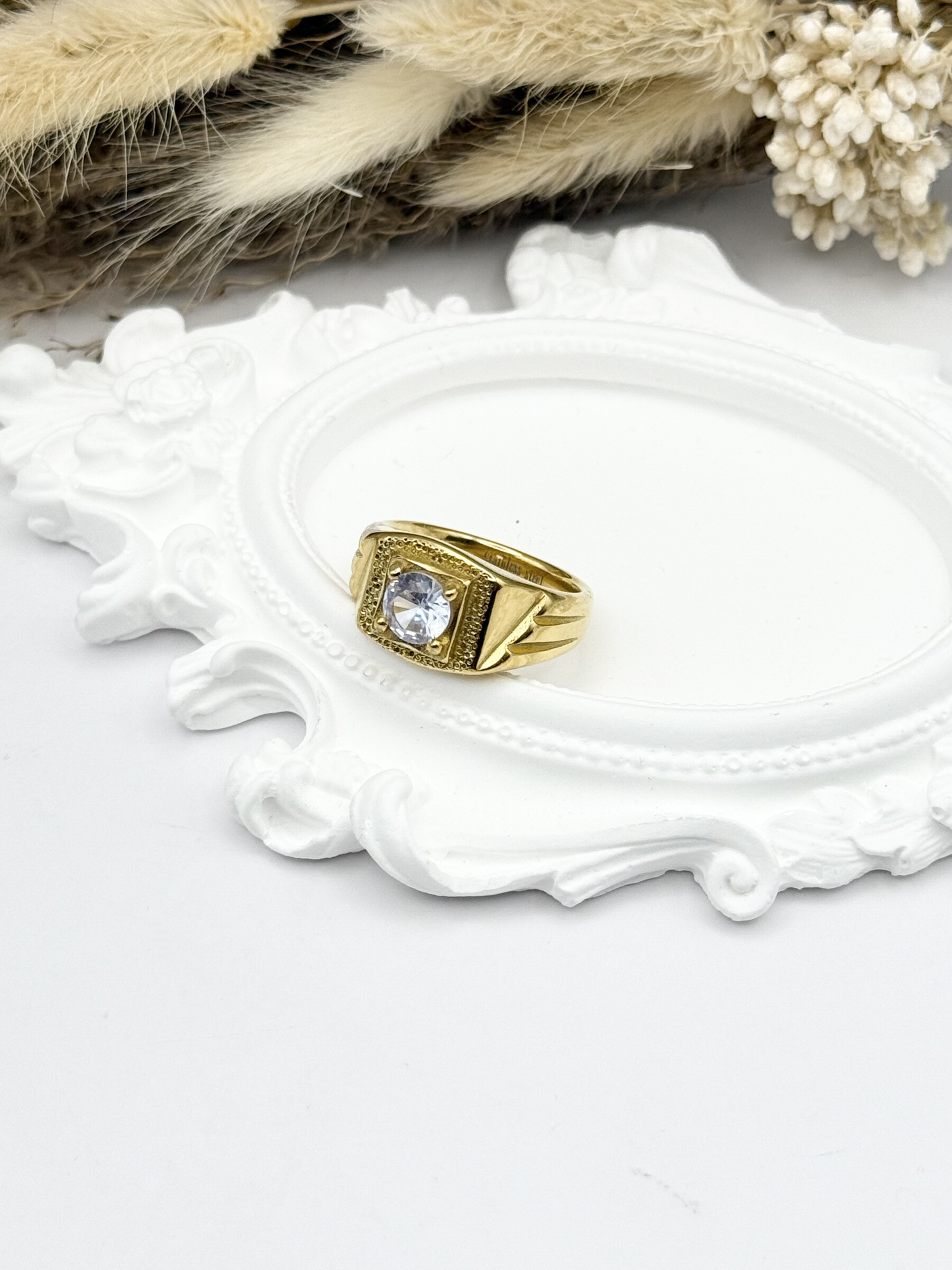 Mayorista Ceramik - Anillo de acero inoxidable con piedra de circonio