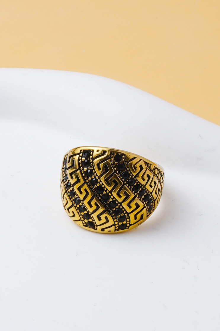 Mayorista Ceramik - Anillo para hombre con diseño geométrico, color a elegir, acero inoxidable (US 8-10 / FR 57-62)