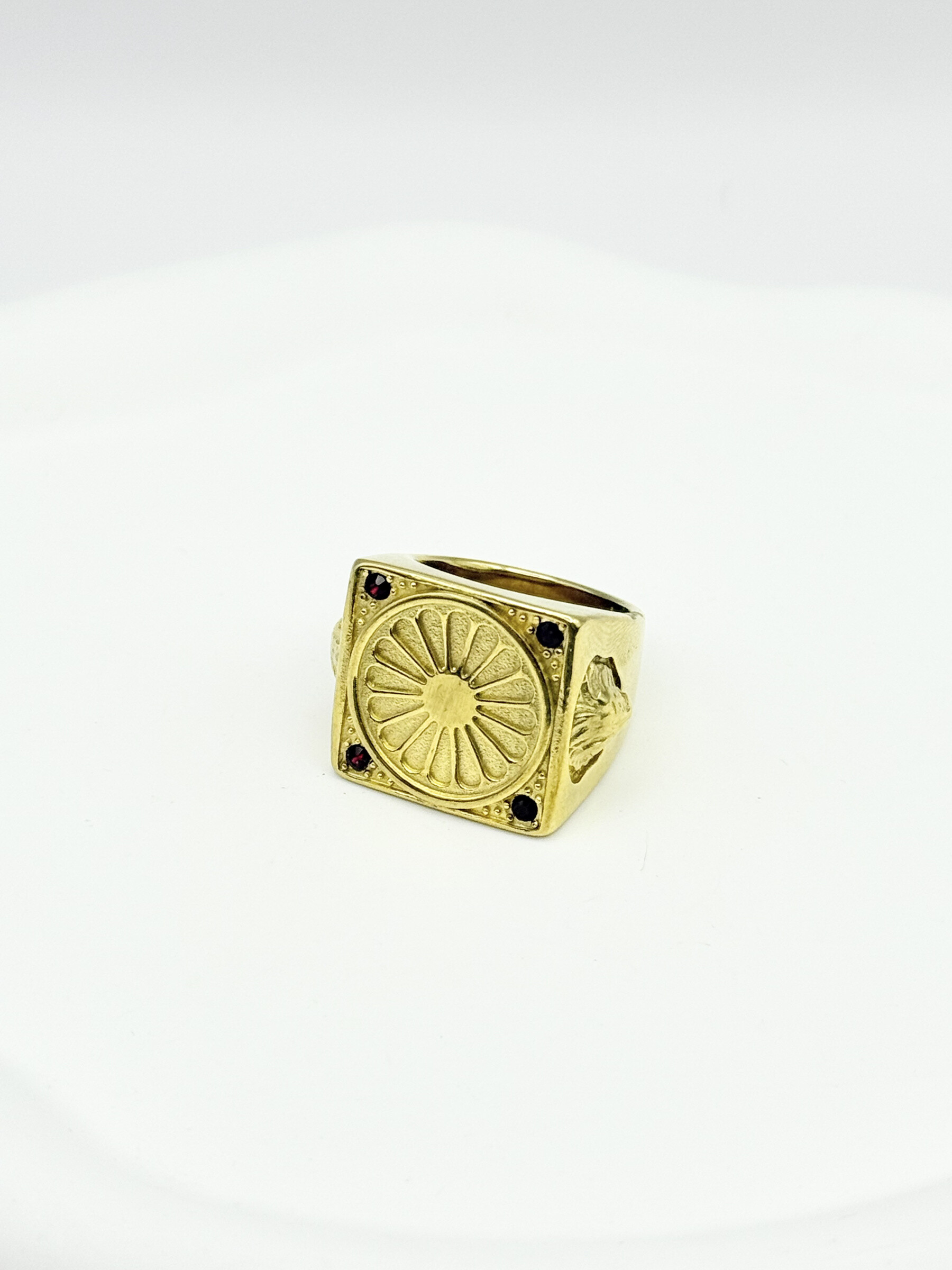 Wholesaler Ceramik - Stainless steel ring Travelers flag red rhinestones