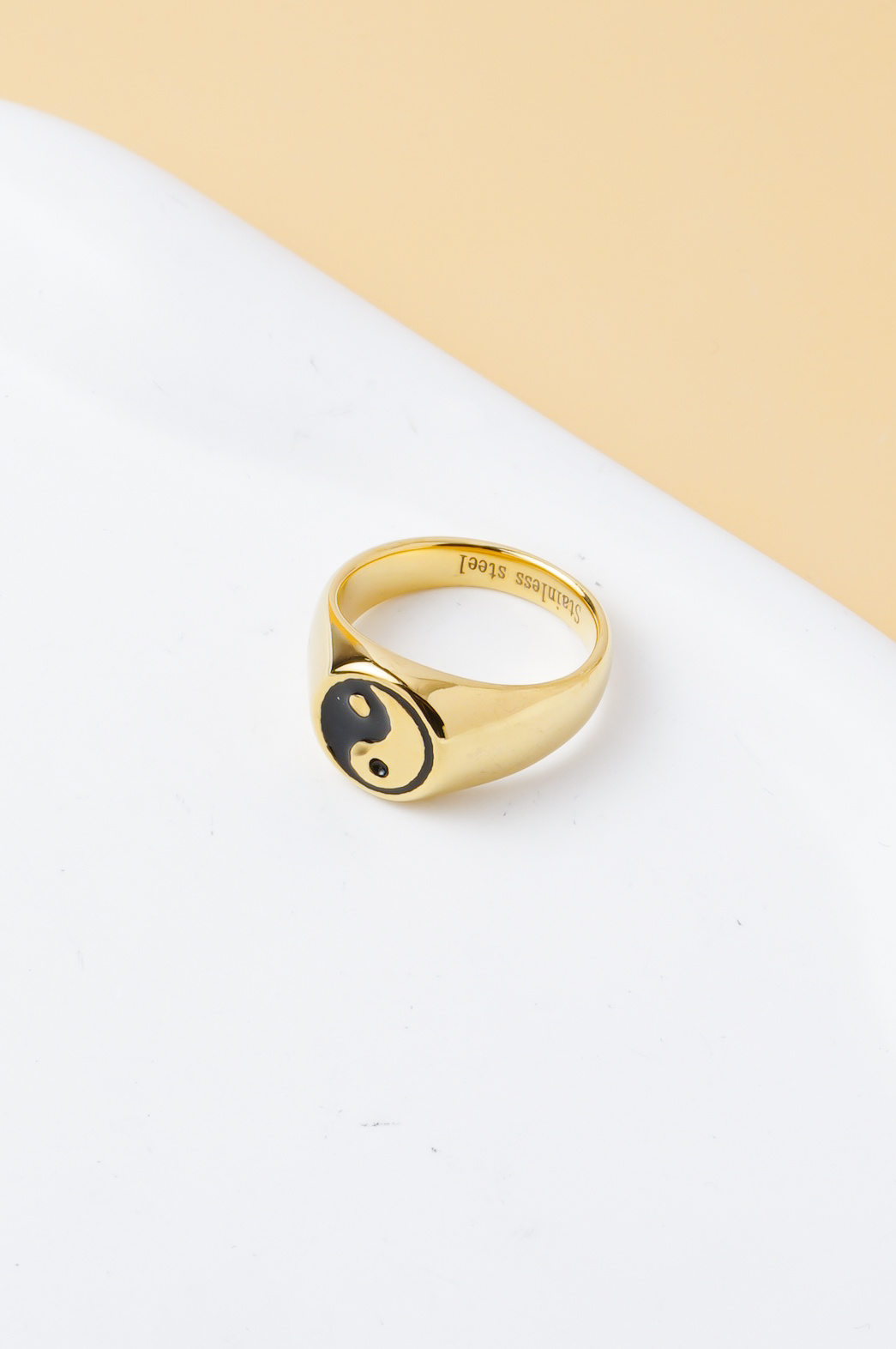 Wholesaler Ceramik - Men's Stainless Steel Yin Yang Ring – US Sizes 6–13 (FR 52–70)