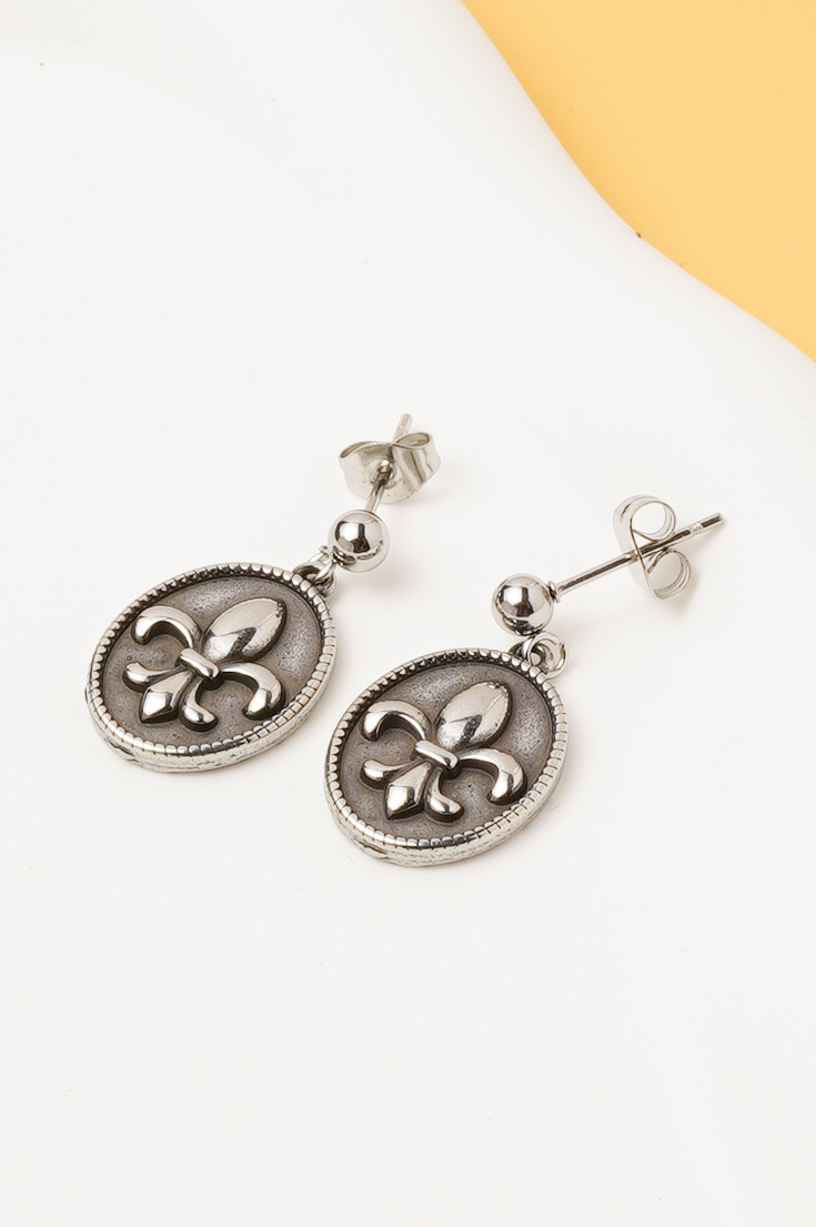 Großhändler Ceramik - Herren Ohrringe Fleur de Lys – Edelstahl – Ca. 1,5 cm