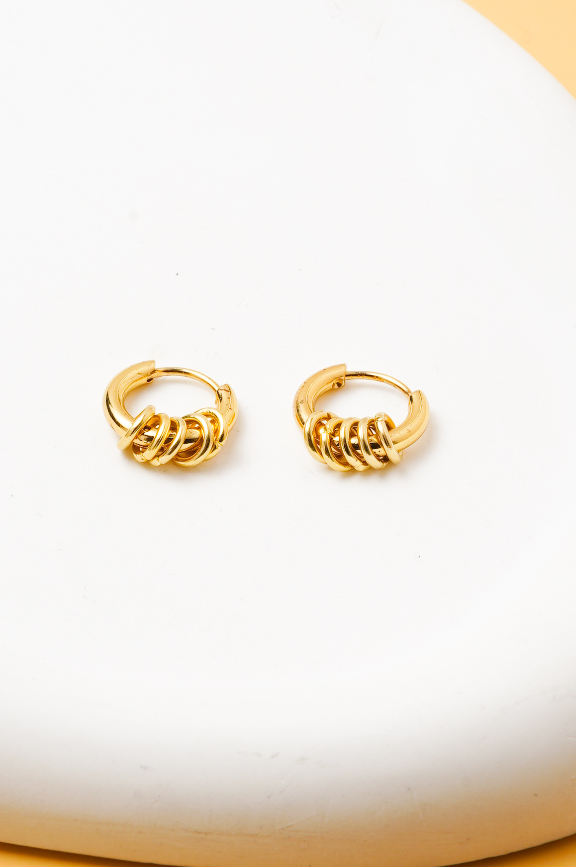 Großhändler Ceramik - Goldene Creolen mit Ringen – Edelstahl