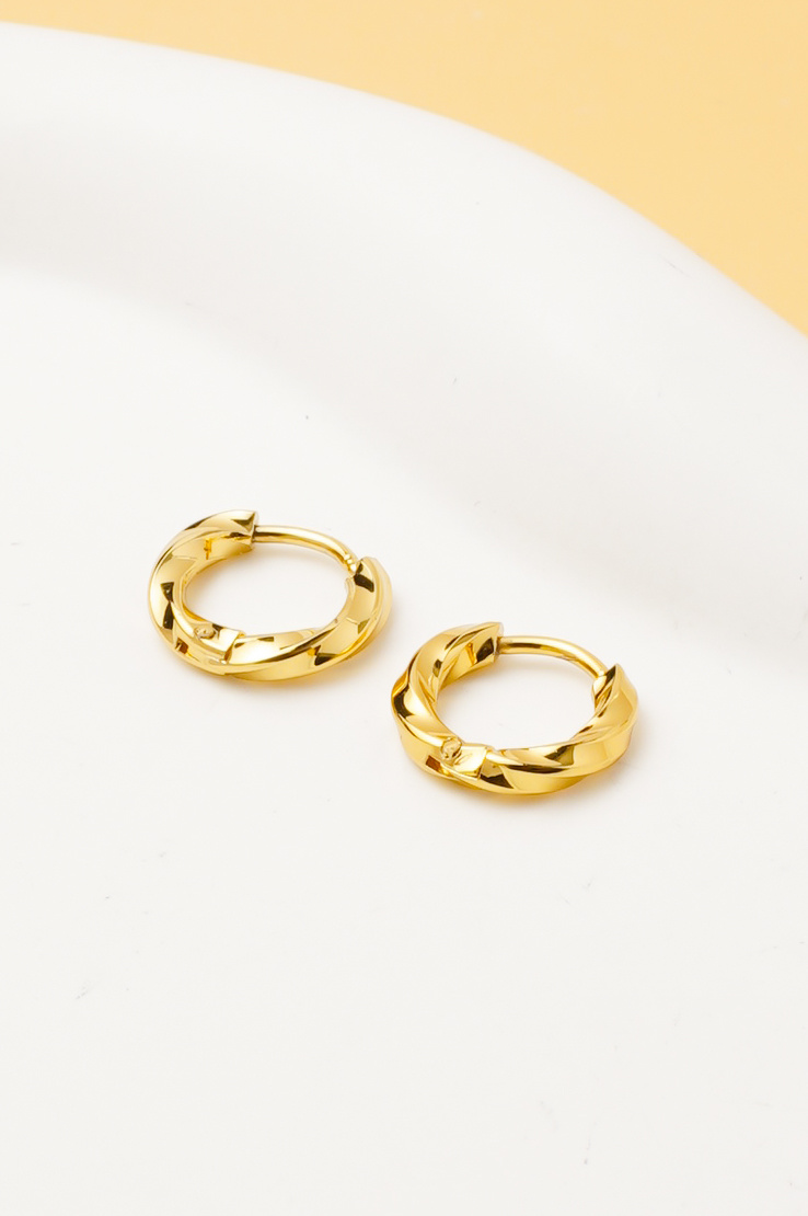 Wholesaler Ceramik - 2 cm Hoop Earrings – Gold Stainless Steel – Twisted Design