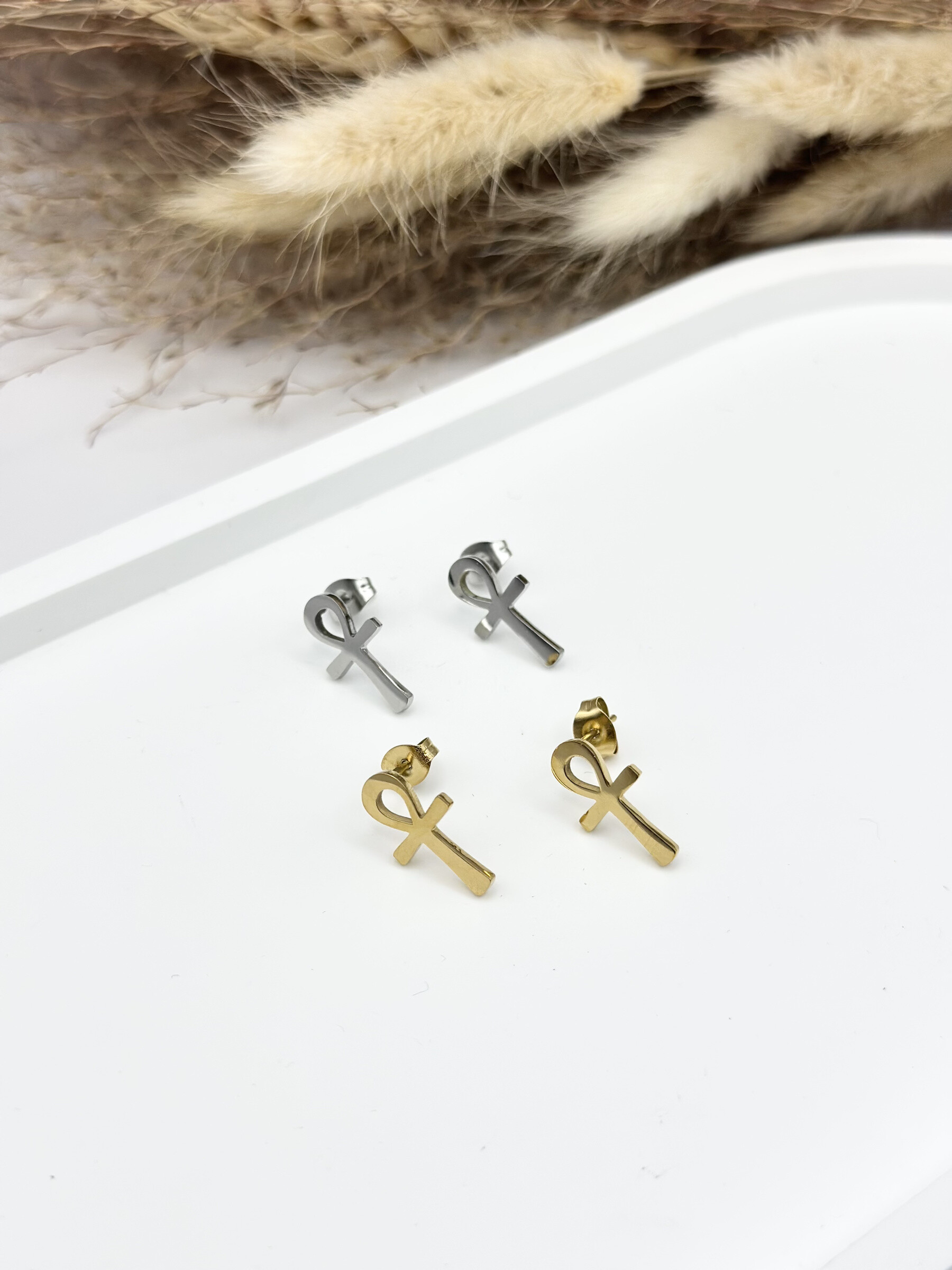 Wholesaler Ceramik - Ankh stainless steel earrings