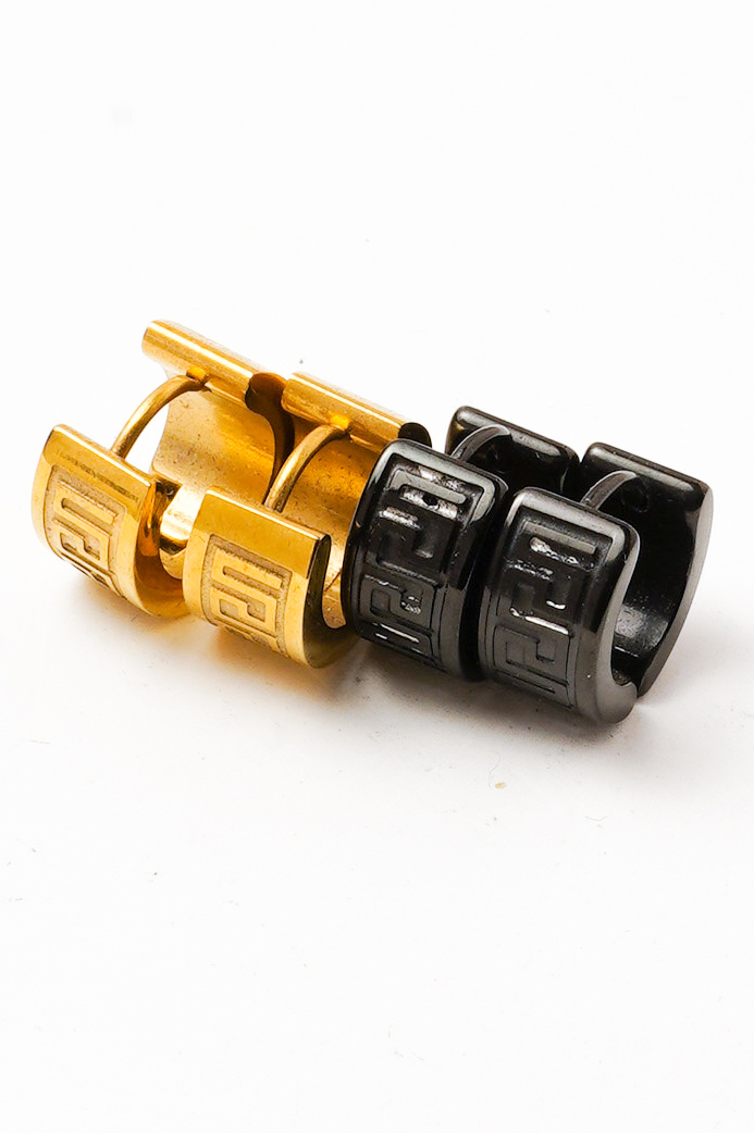 Großhändler Ceramik - Schwarze oder Goldene Ohrringe – Elegantes und Modernes Gravurmuster