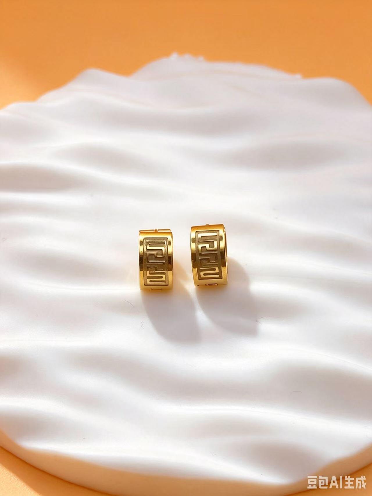 Grossiste Ceramik - Boucles d'Oreilles Créoles Motif Grec – Acier Inoxydable