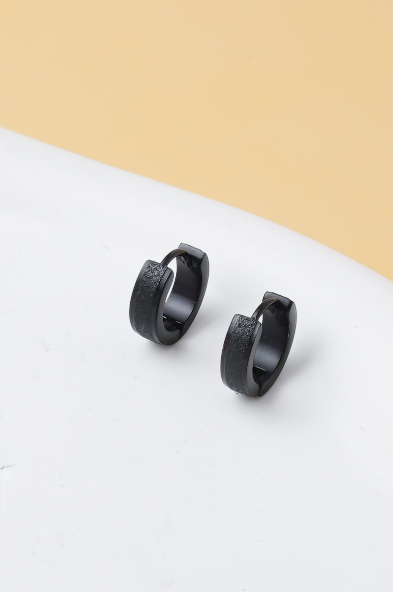 Großhändler Ceramik - Herren Creolen Ohrringe Schwarz aus Edelstahl – 1 cm, Moderner Stil