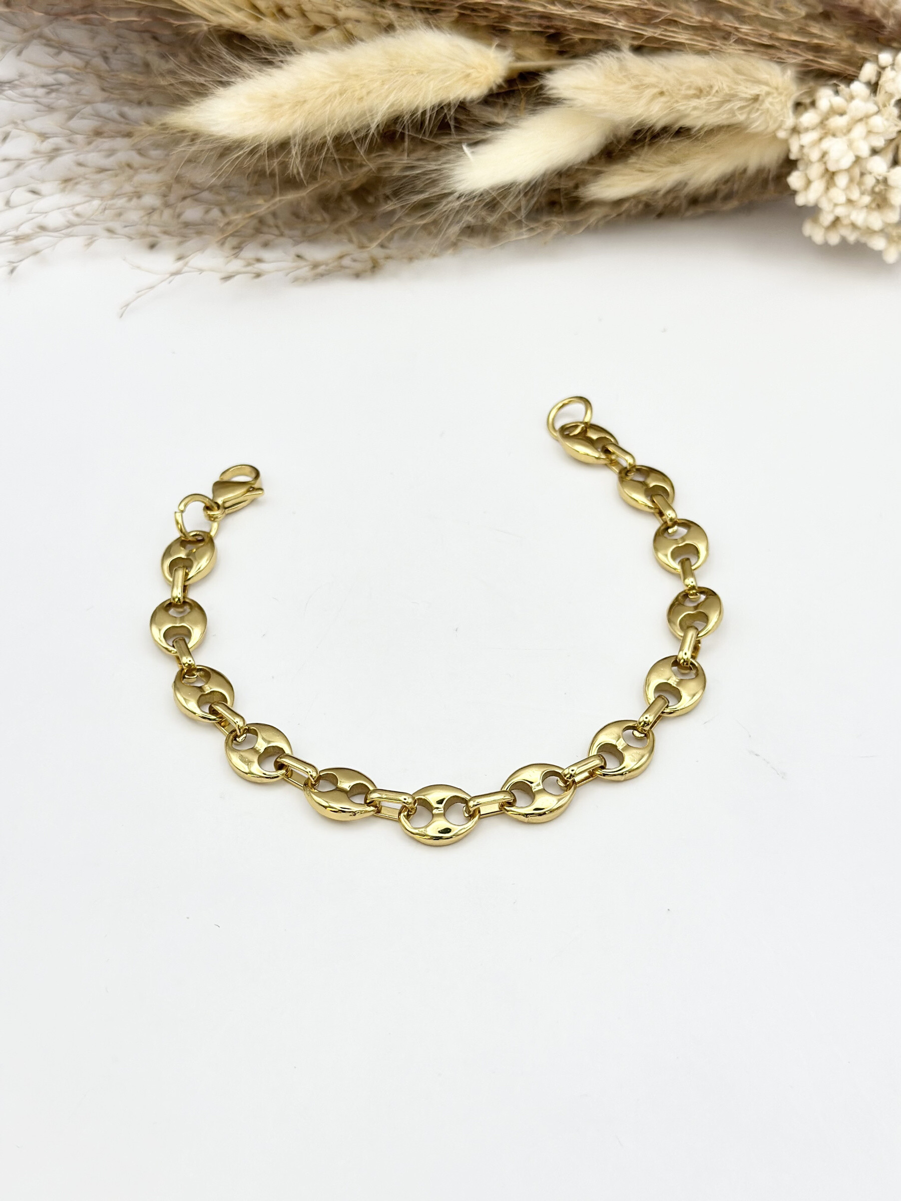 Wholesaler Ceramik - Coffee Bean Bracelet in Domed Stainless Steel 9mm