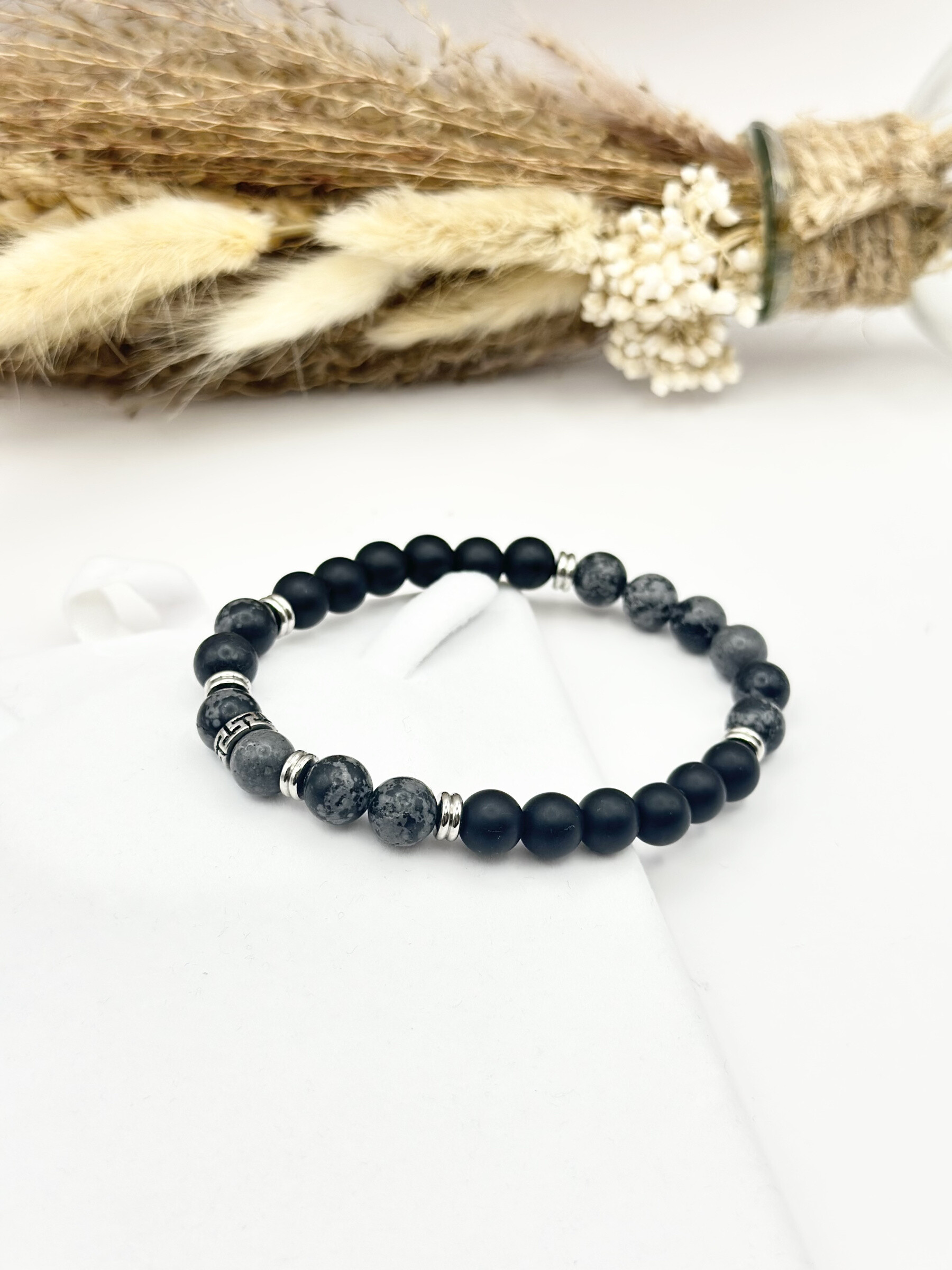 Wholesaler Ceramik - 8mm Natural Stone and stainless steel bracelet
