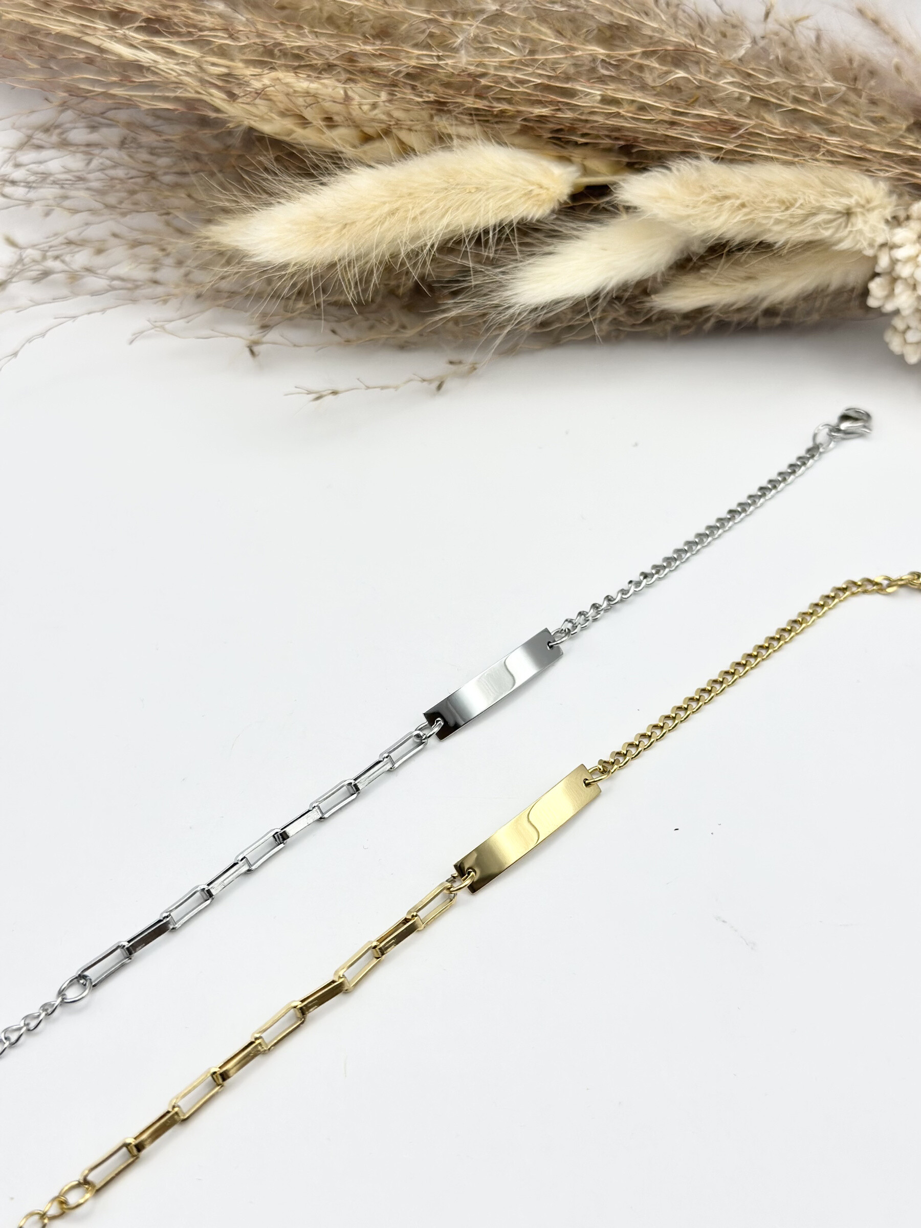 Grossista Ceramik - Bracciale in acciaio inossidabile con placca incisa personalizzata 5MM