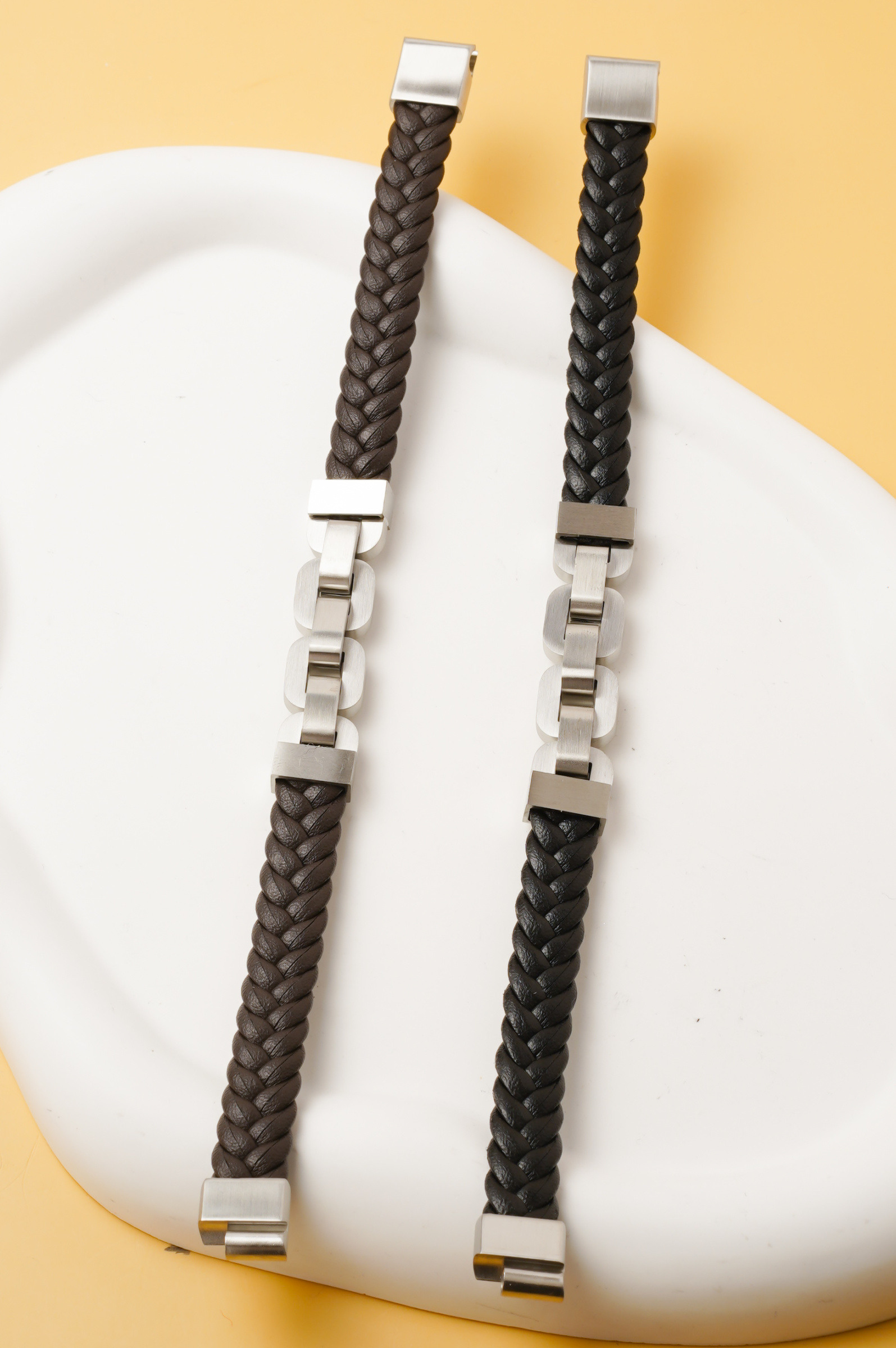 Großhändler Ceramik - Herrenarmband mit Edelstahlplatte – Farbe nach Wahl