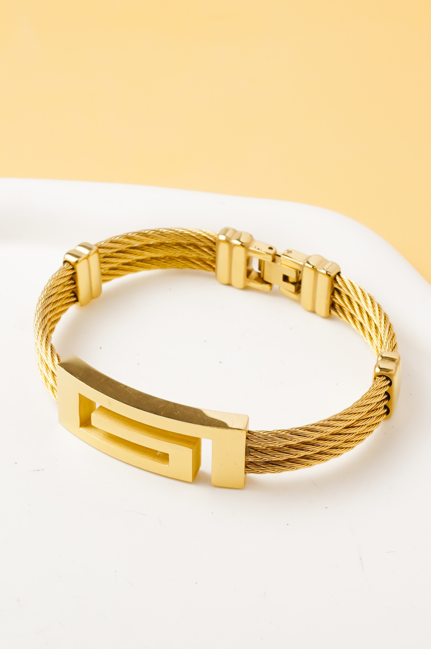 Großhändler Ceramik - Geflochtenes Herrenarmband aus vergoldetem Edelstahl – Modernes und elegantes Design