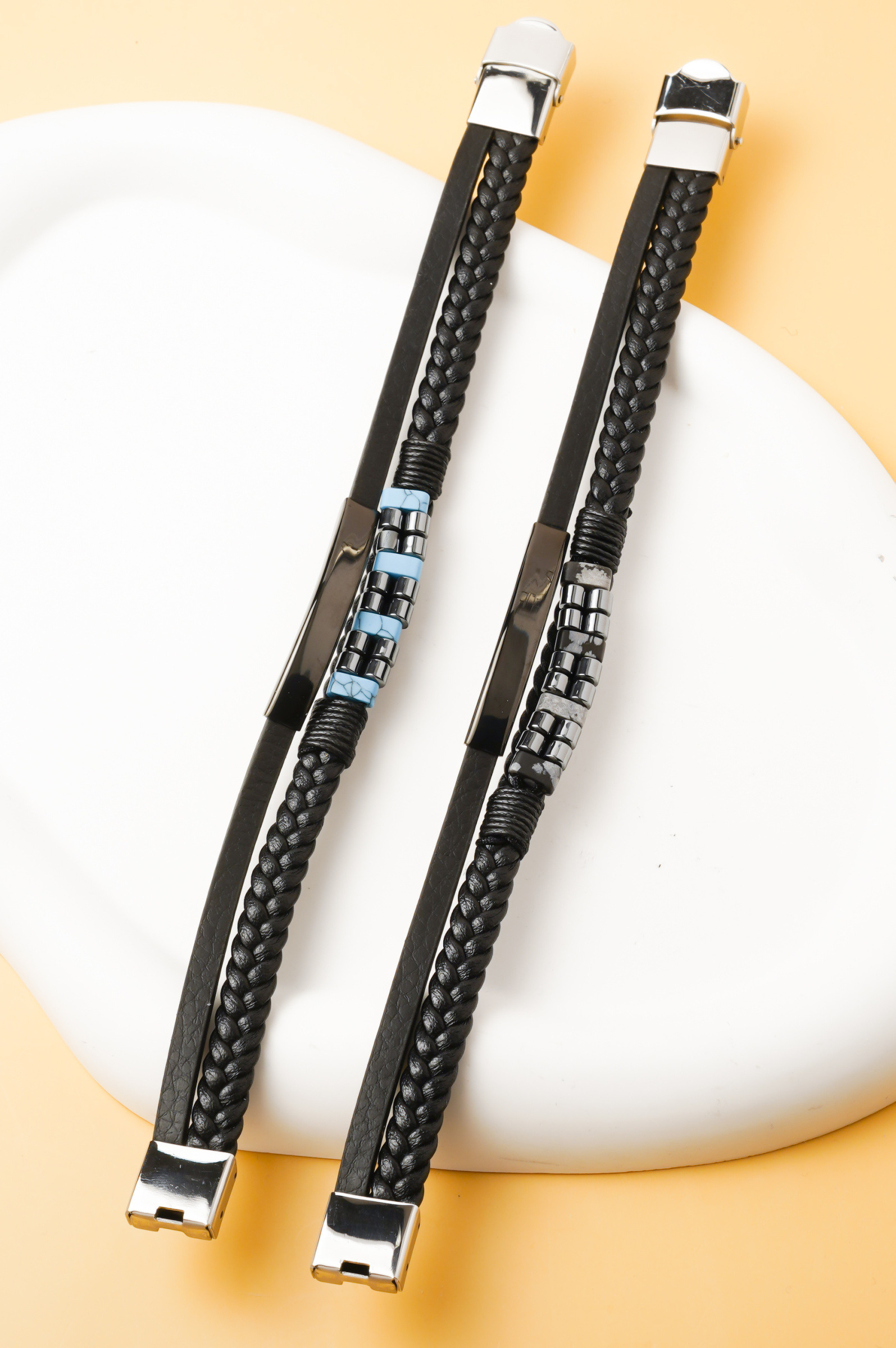 Wholesaler Ceramik - Men's Leather & Steel Bracelet – Modern Style, 20 cm