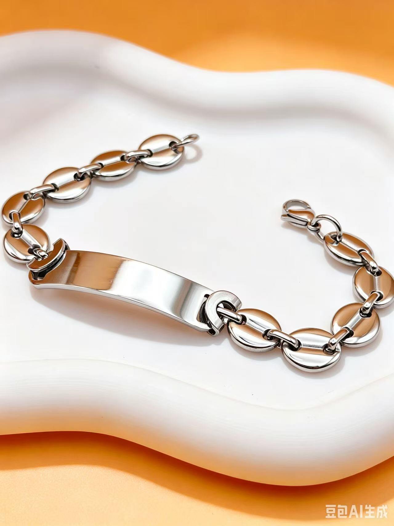 Grossiste Ceramik - Bracelet Plaque Gravable – Grain de Café – Acier Inoxydable