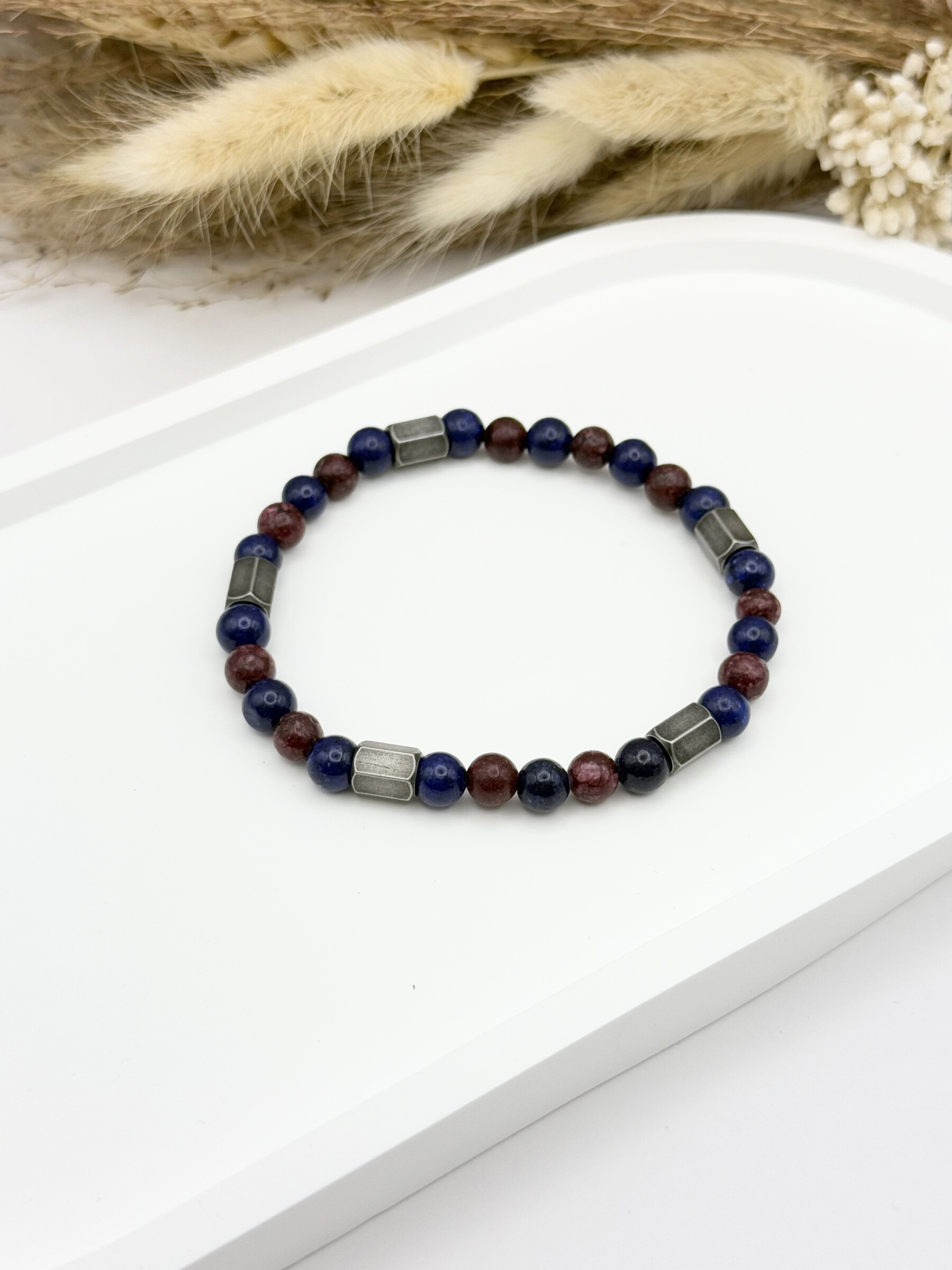 Wholesaler Ceramik - Bracelet with natural stone lapis lazuli, red agate