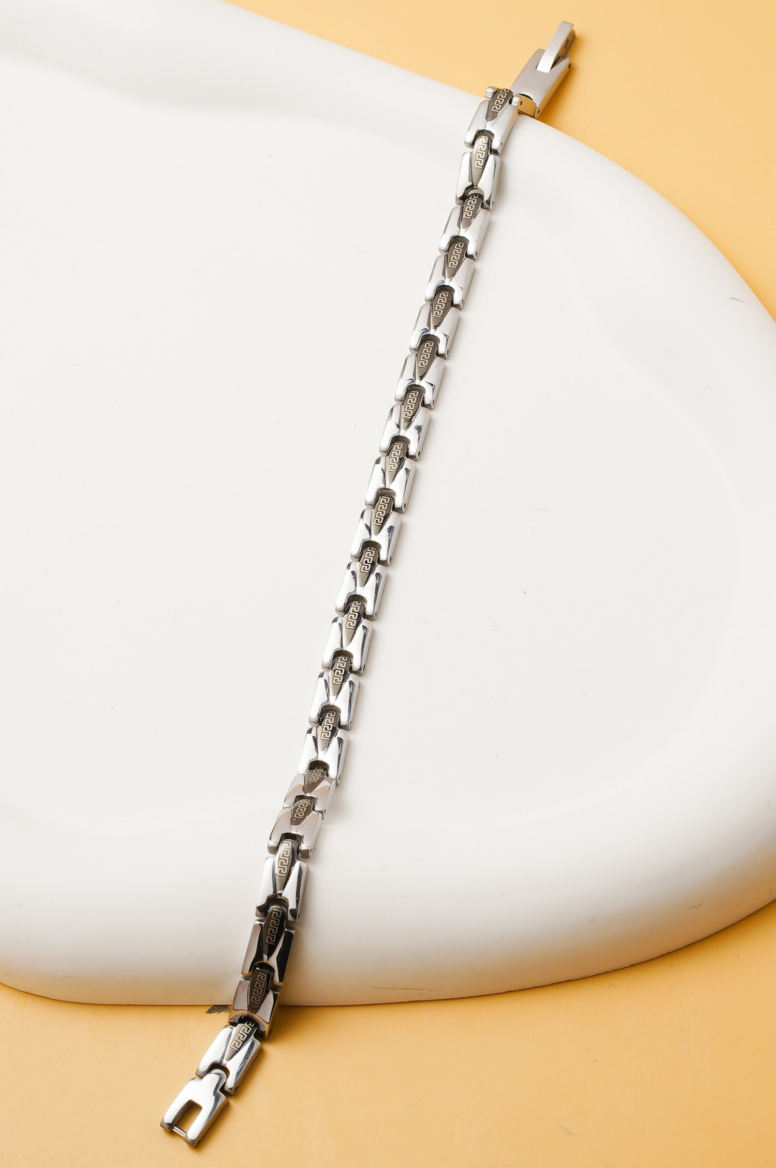 Großhändler Ceramik - Herrenarmband – Metallisch Grauer Edelstahl (20 cm)