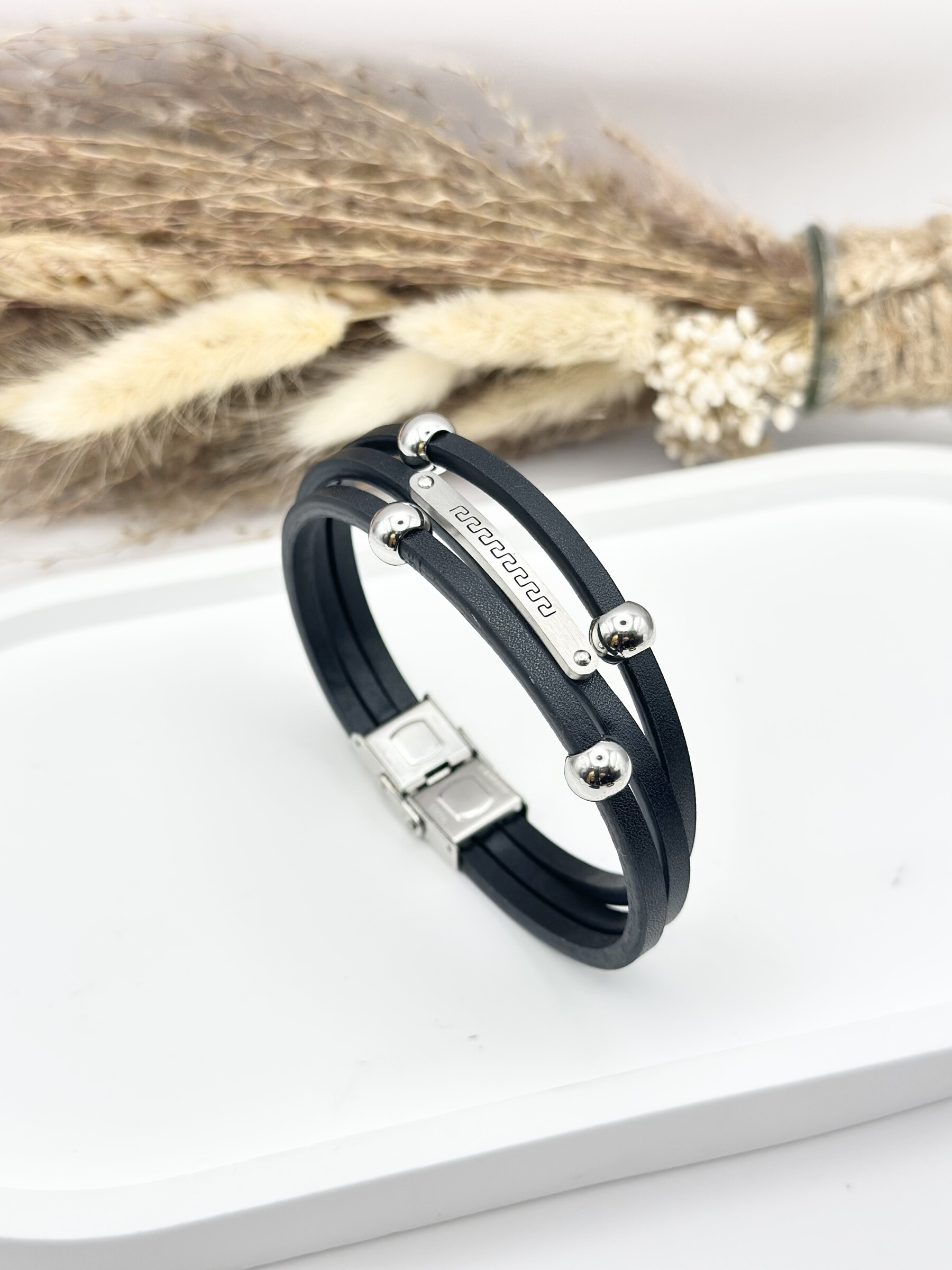 Grossista Ceramik - Bracciale in pelle e acciaio multi -ère - Malta Cross Motivi