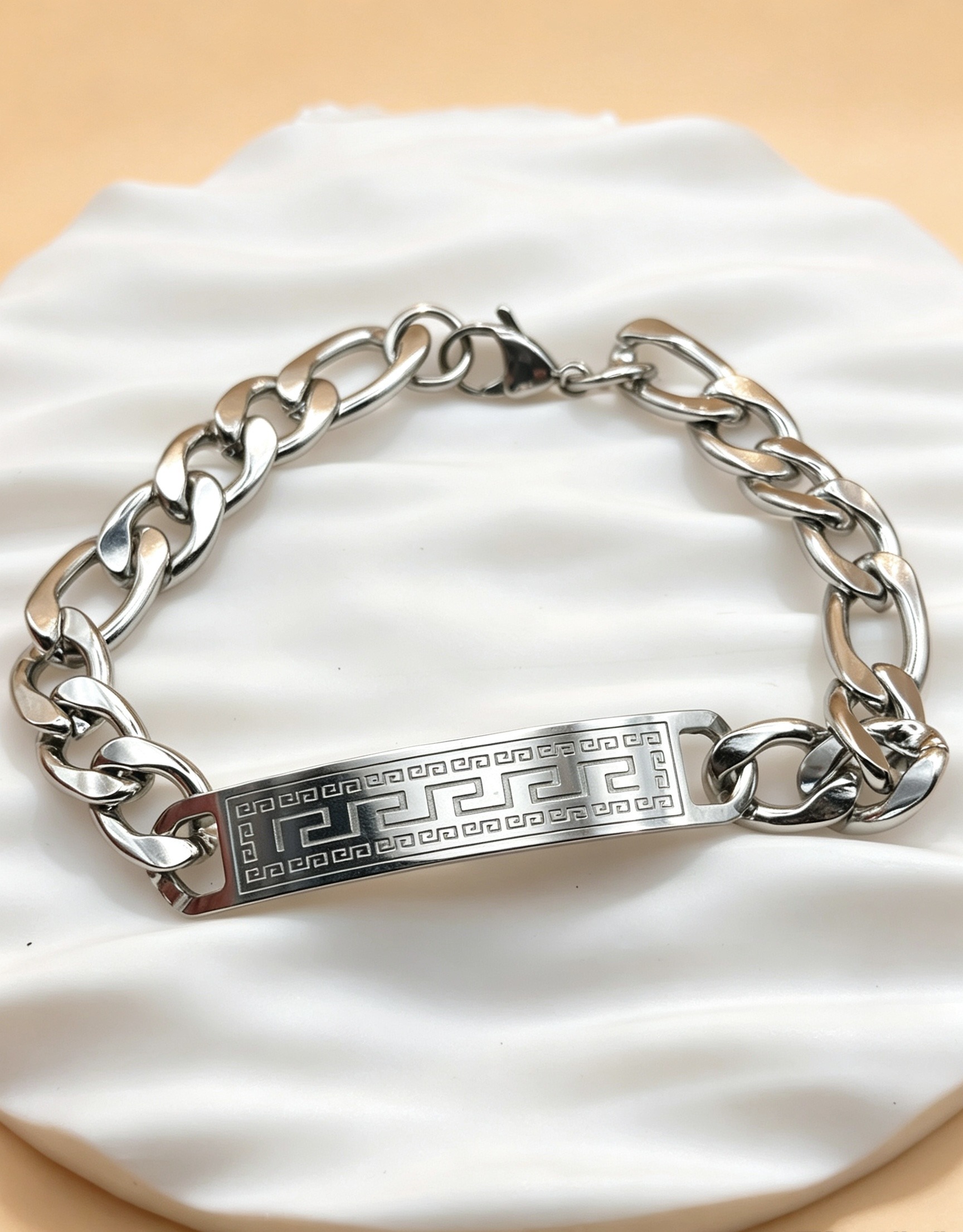 Grossiste Ceramik - Bracelet Gourmette pour homme avec motif Méandre