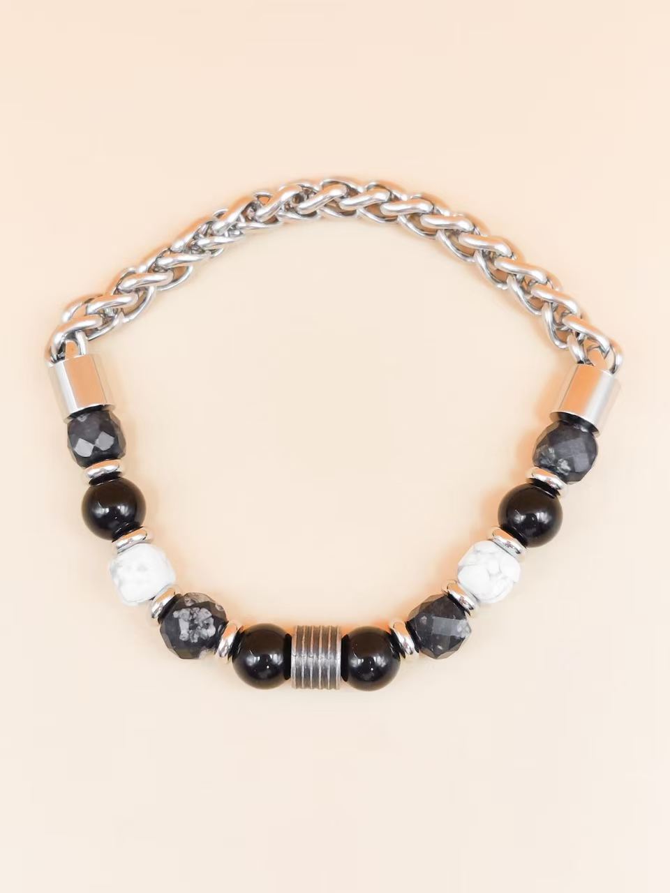 Wholesaler Ceramik - Men's Bracelet 20 cm – Stainless Steel Chain & Beads Wholesaler Ceramik - Men's Bracelet 20 cm – Stainless Steel Chain & Beads