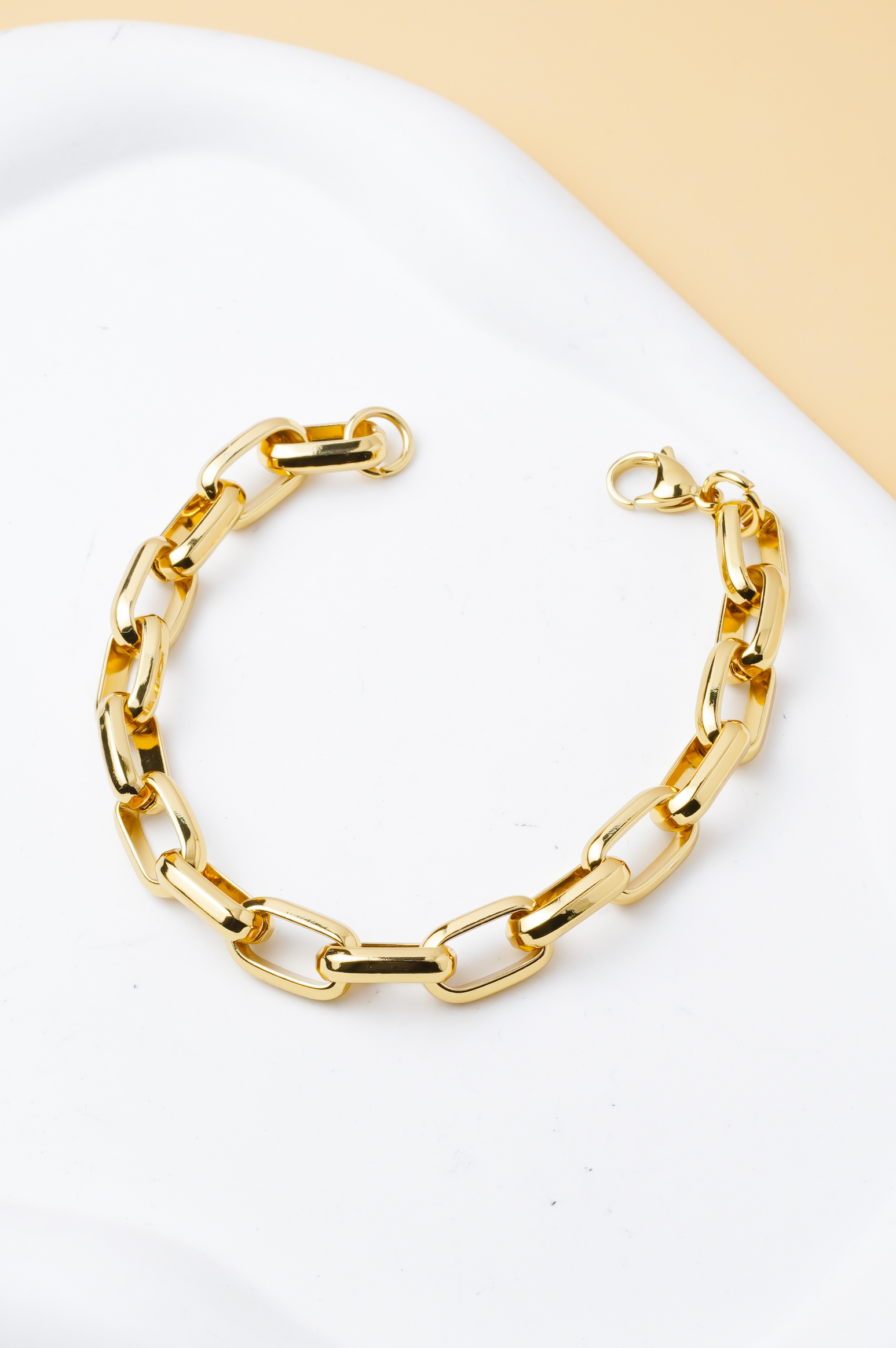 Großhändler Ceramik - Herrenarmband breite Kette 10 mm vergoldeter Edelstahl – 20 cm – trendiger Männerschmuck