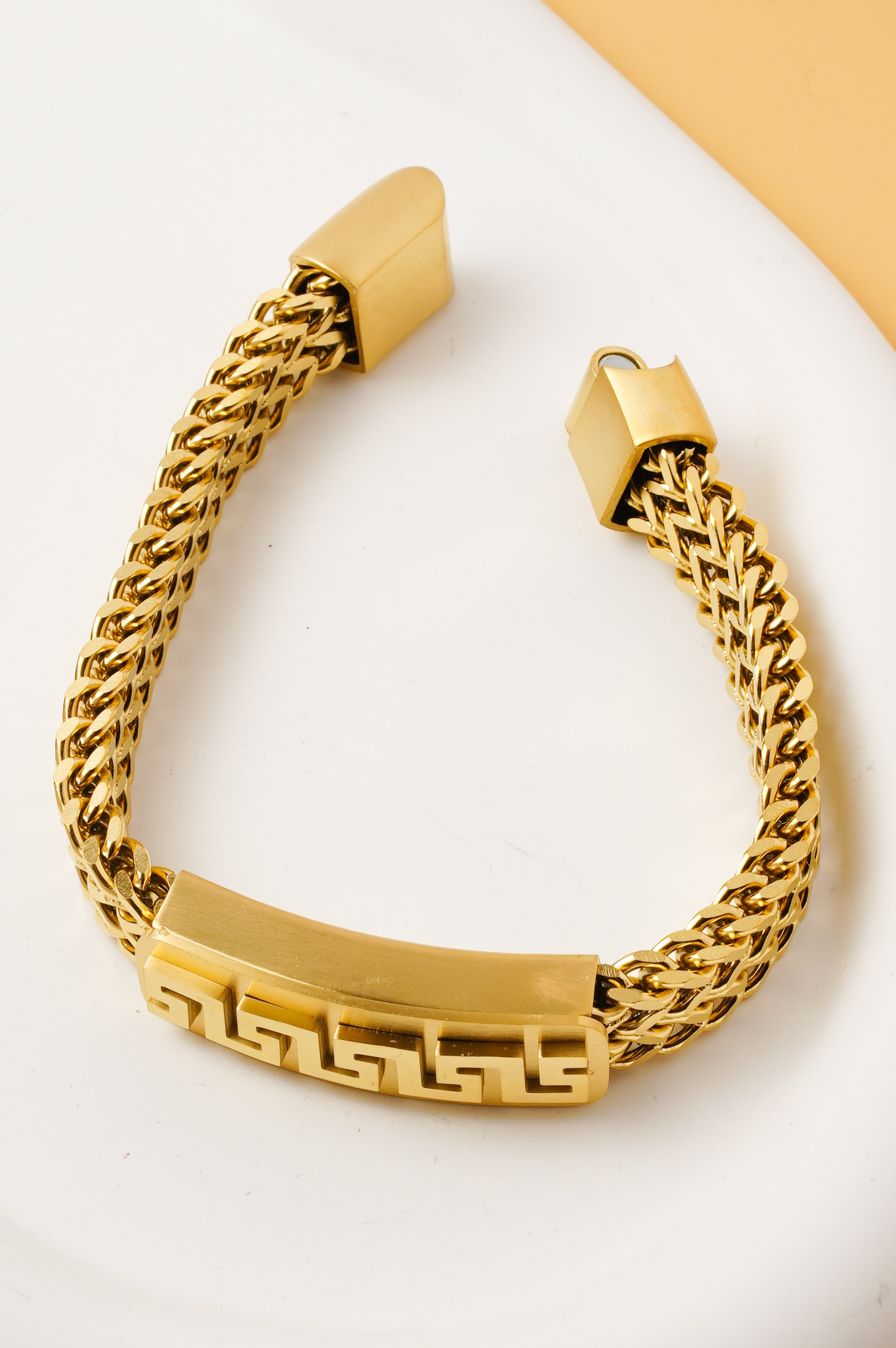 Großhändler Ceramik - Herrenarmband 20 cm / 1 cm – Edelstahl – Goldfarbe