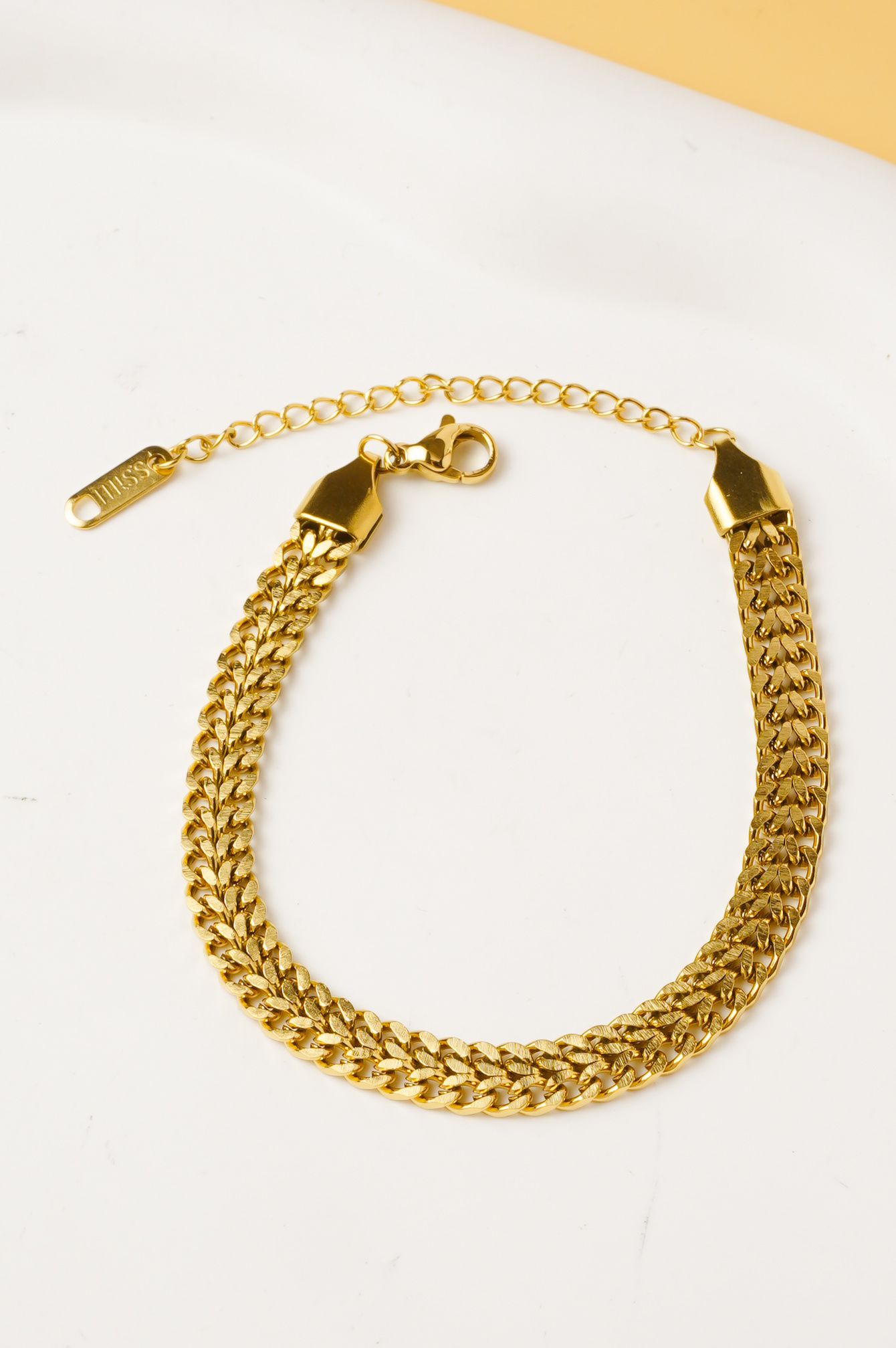 Großhändler Ceramik - Herrenarmband aus Edelstahl mit breitem Geflecht – Gold oder Silber – 20+5CM