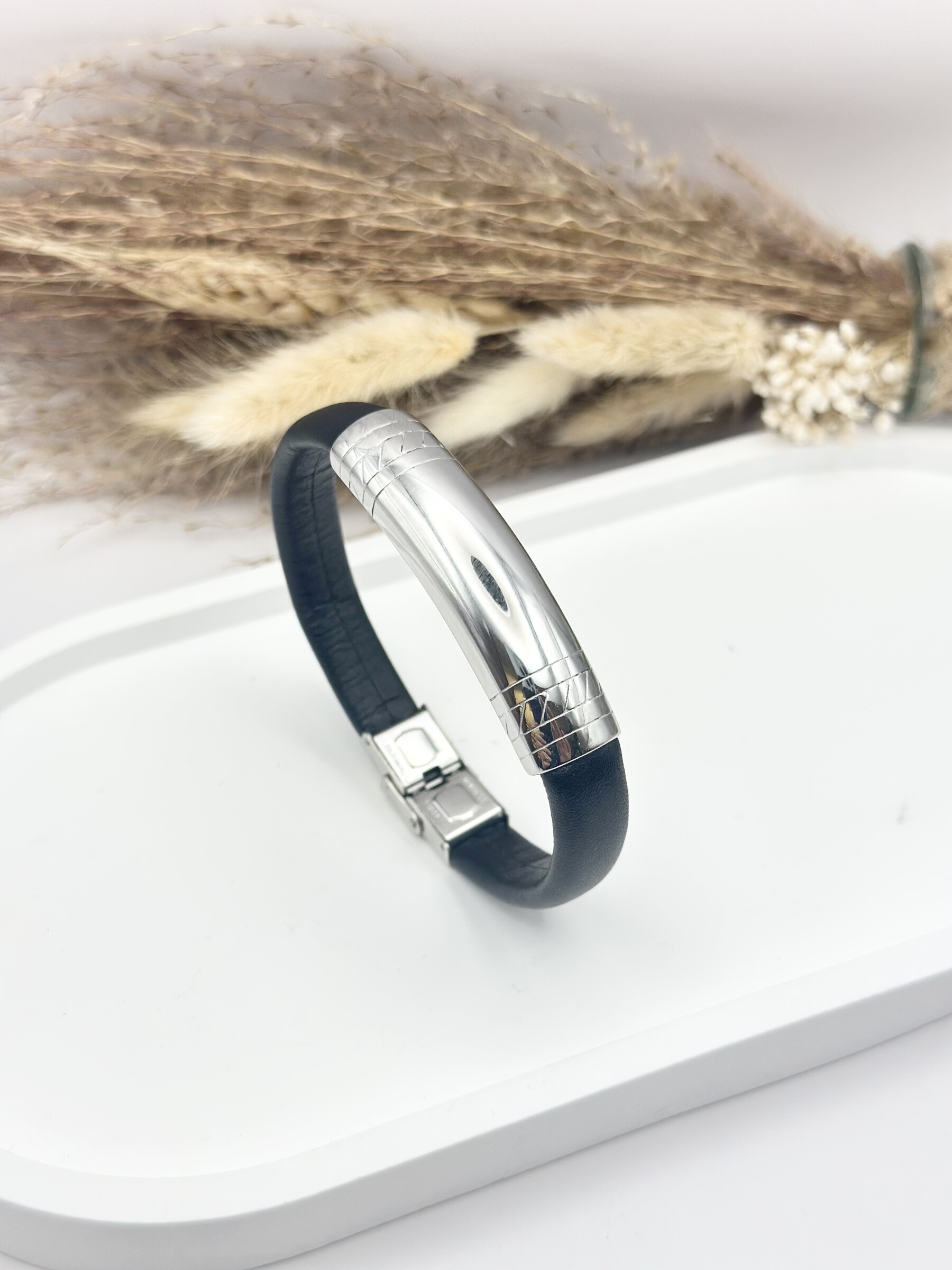 Wholesaler Ceramik - Microfiber leather bracelet and stainless steel